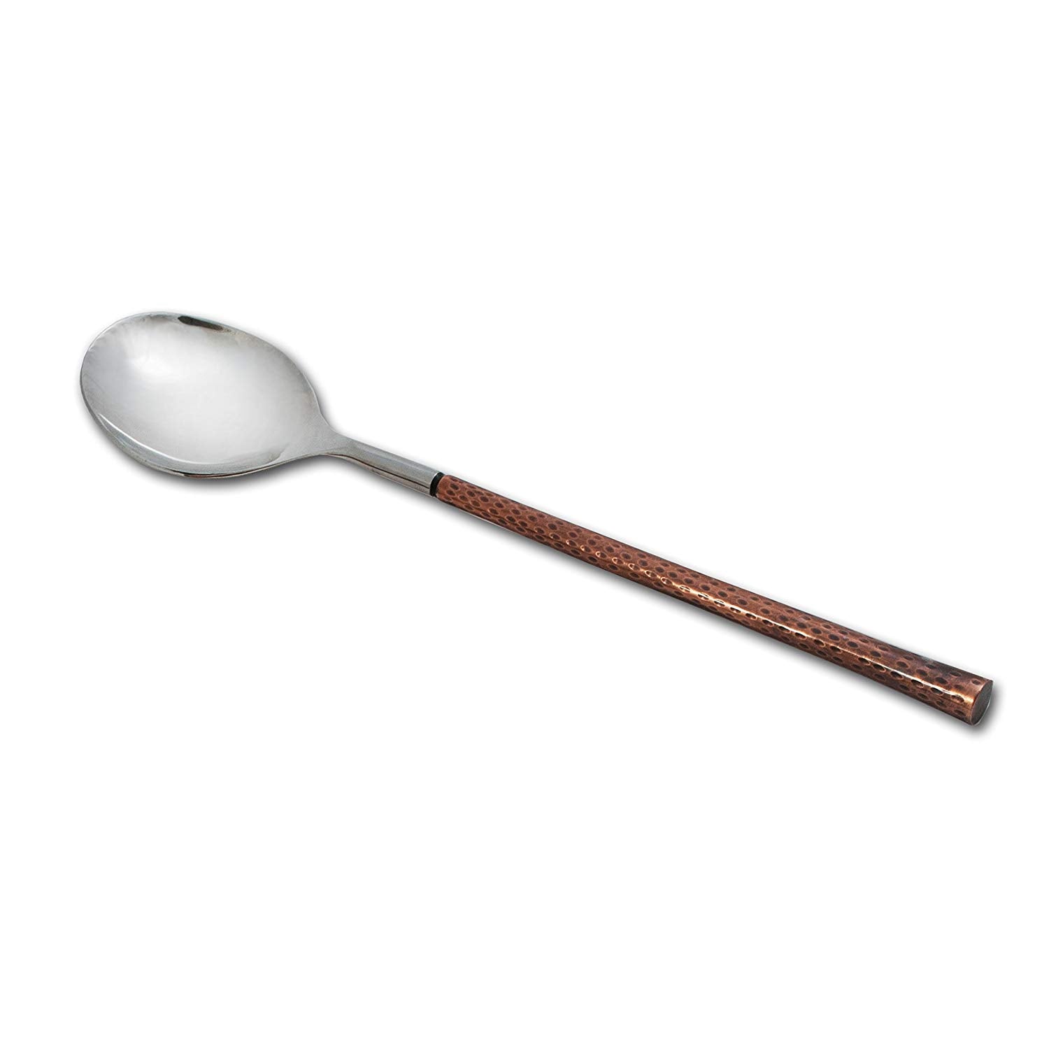 Arcata 036771 Solid Stainless Steel Serving Spoon with Elegant Copper Handle - 12 Inch, Perfect for Dining, Buffets, and Entertaining Guests