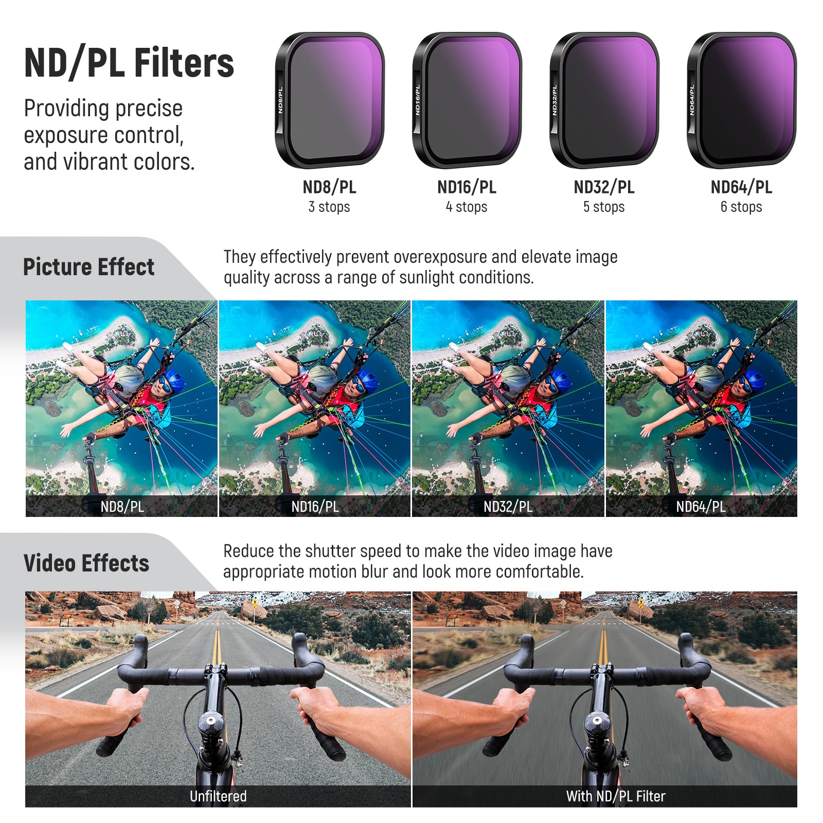 NEEWER FL 85 4-Pack ND/PL Filter Kit for Insta360 ACE Pro Camera - Perfect for Vlogging, Travel & Action Photography