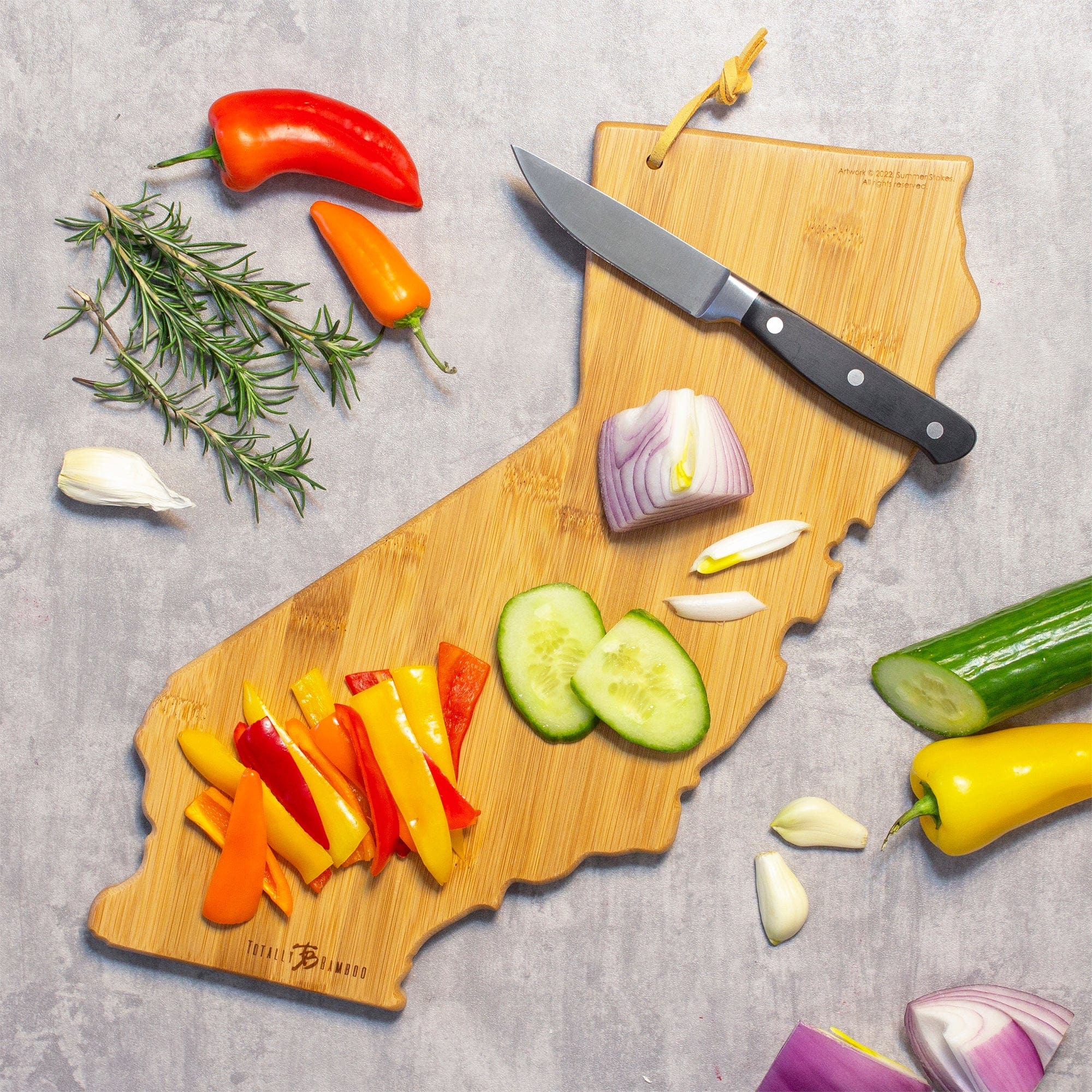 California-Inspired Wooden Cutting Board with Summer Stokes Artwork – Perfect for Kitchen Prep, Charcuterie Boards & Home Decor