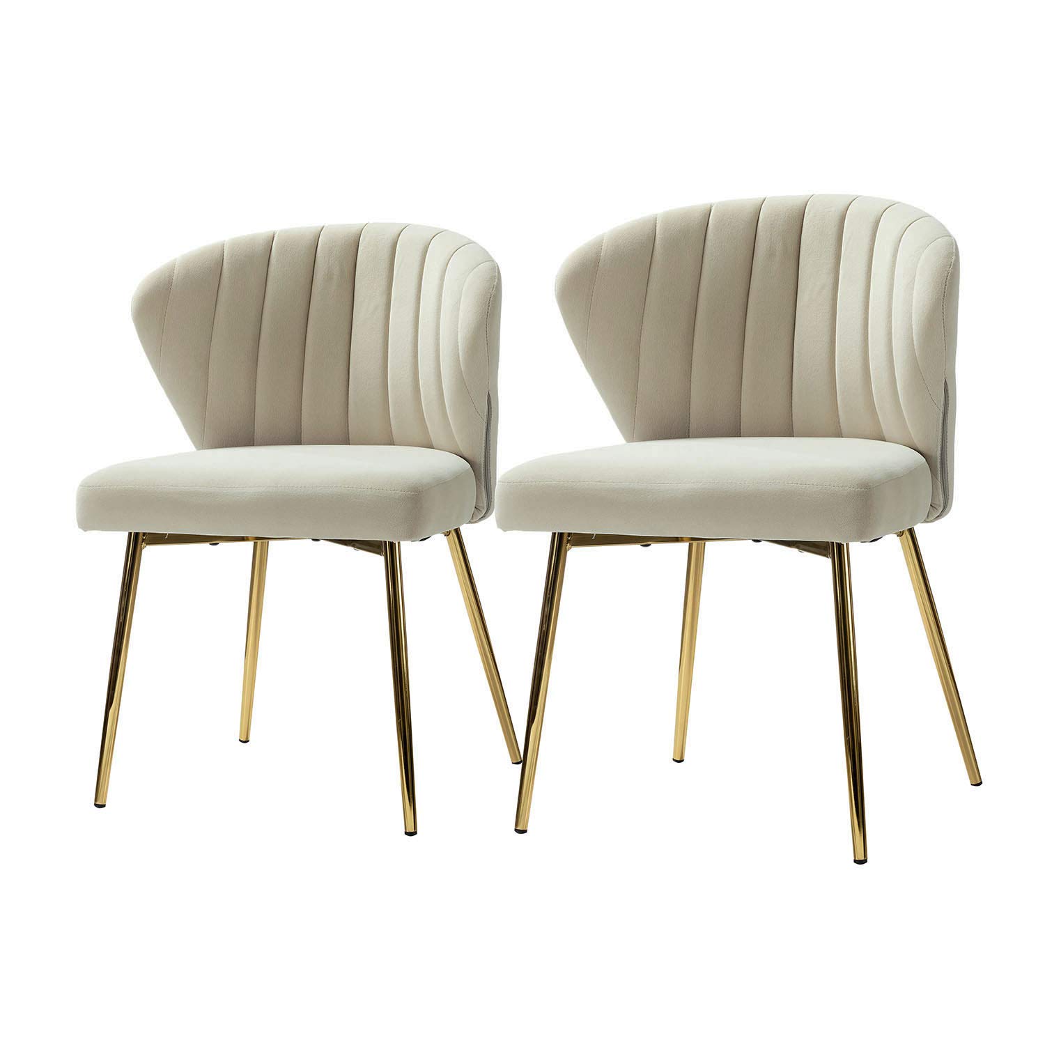 TINA'S HOME Velvet Dining Chairs Set of 2 - Modern Upholstered Side Chairs with Golden Metal Legs, Small Armless Accent Chairs for Living Room, Kitchen, Bedroom & Beauty Salon - Perfect for Dining Sets, Home Decor and Small Space Interior Design