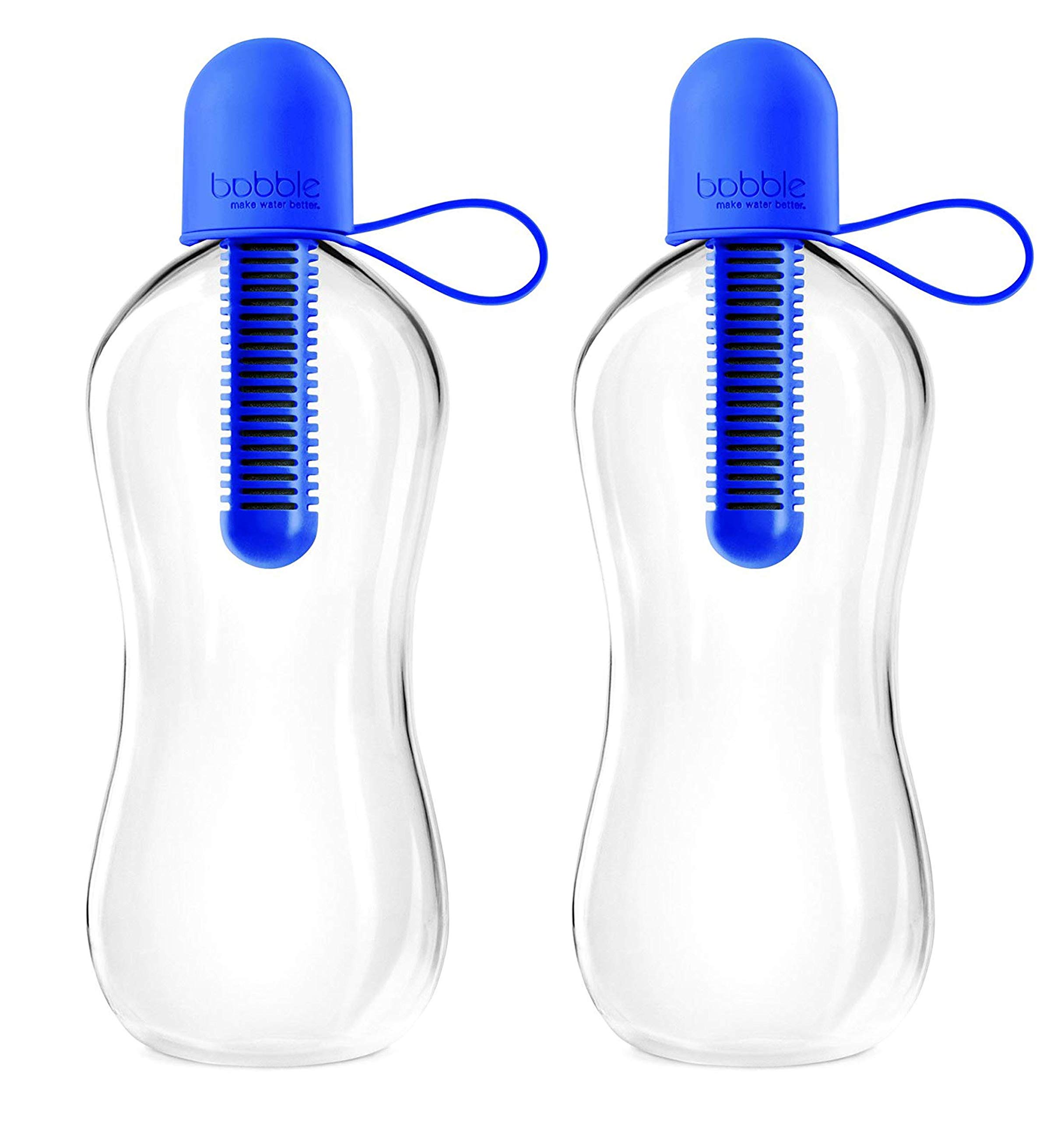 Bobble Classic 18.5oz BPA-Free Water Bottle with Carbon Filter - 2 Pack Navy Blue | Reusable Eco-Friendly Bottle for Gym, Office & Outdoor Activities | Soft Touch Cap & Replaceable Filter System