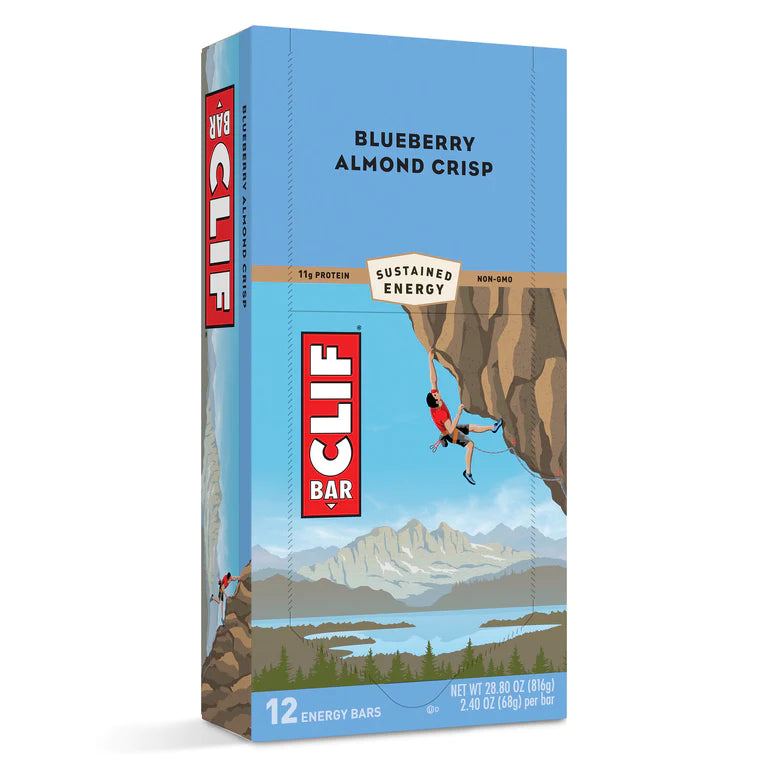 Clif Bar Energy Bars - Blueberry Almond Crisp, 12 Pack | High Protein Snacks for Hiking, Running & Outdoor Adventures