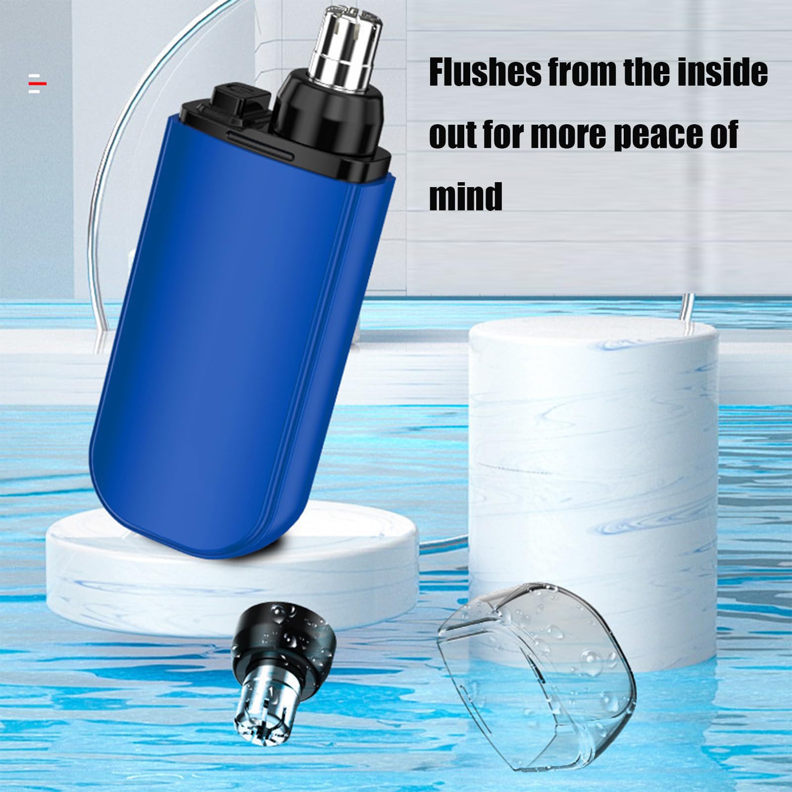 Pikapipy Waterproof USB Rechargeable Electric Nose & Ear Hair Trimmer - IPX7 Portable Grooming Tool for Men, Painless Hair Removal with LED Light (Blue) | Perfect for Travel, Home & Gym Use