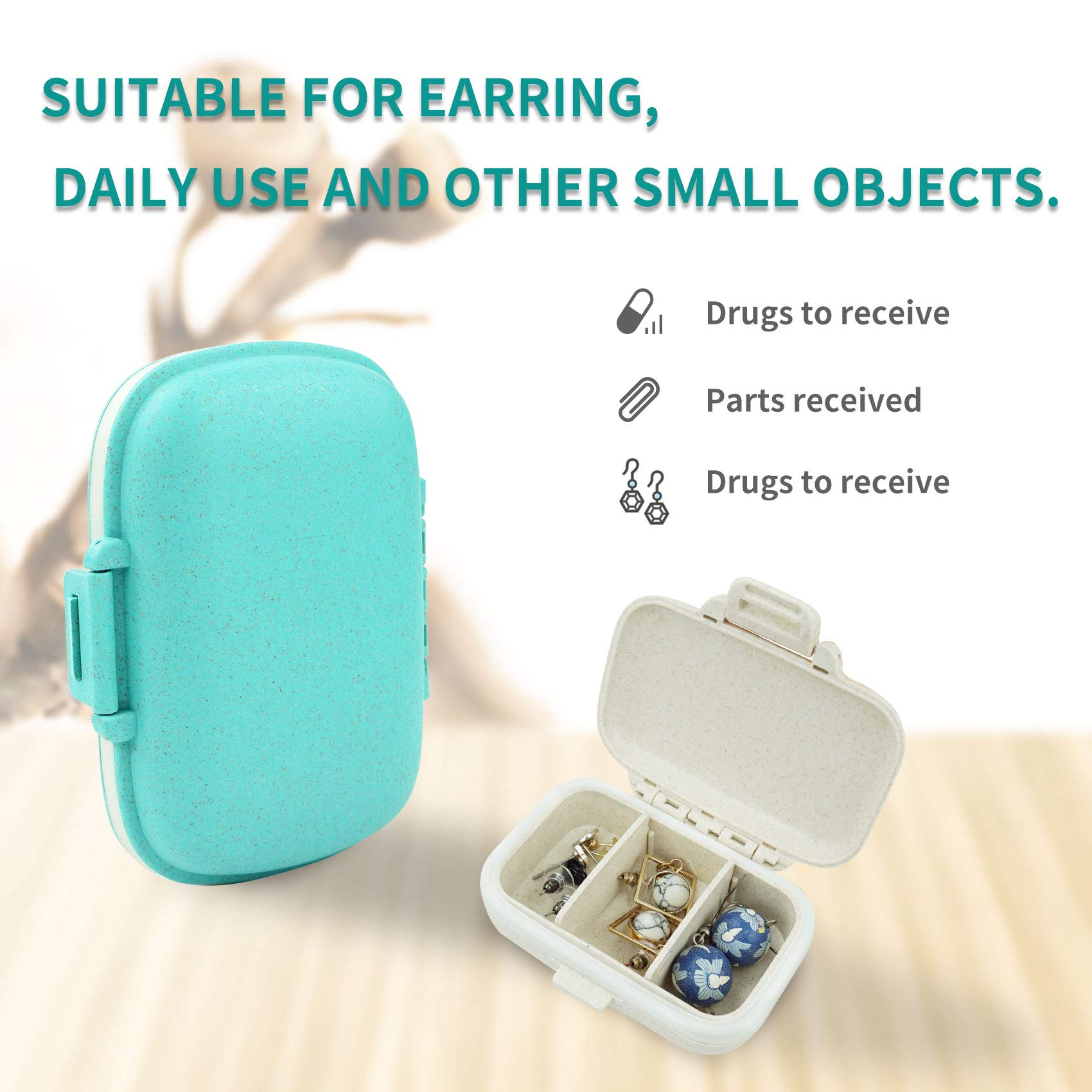2 Pack Small Pill Organizer Box - Portable 8 & 3 Compartment Medicine Case for Daily Vitamins, Supplements & Pills | Perfect for Home, Travel & Weekly Medication Management (BPA-Free)