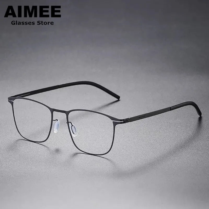 Aimee Unisex Full Rim Square Screwless Steel Eyeglasses Frame 61499 - Lightweight Durable Glasses for Men & Women - Perfect for Reading, Work, and Everyday Use