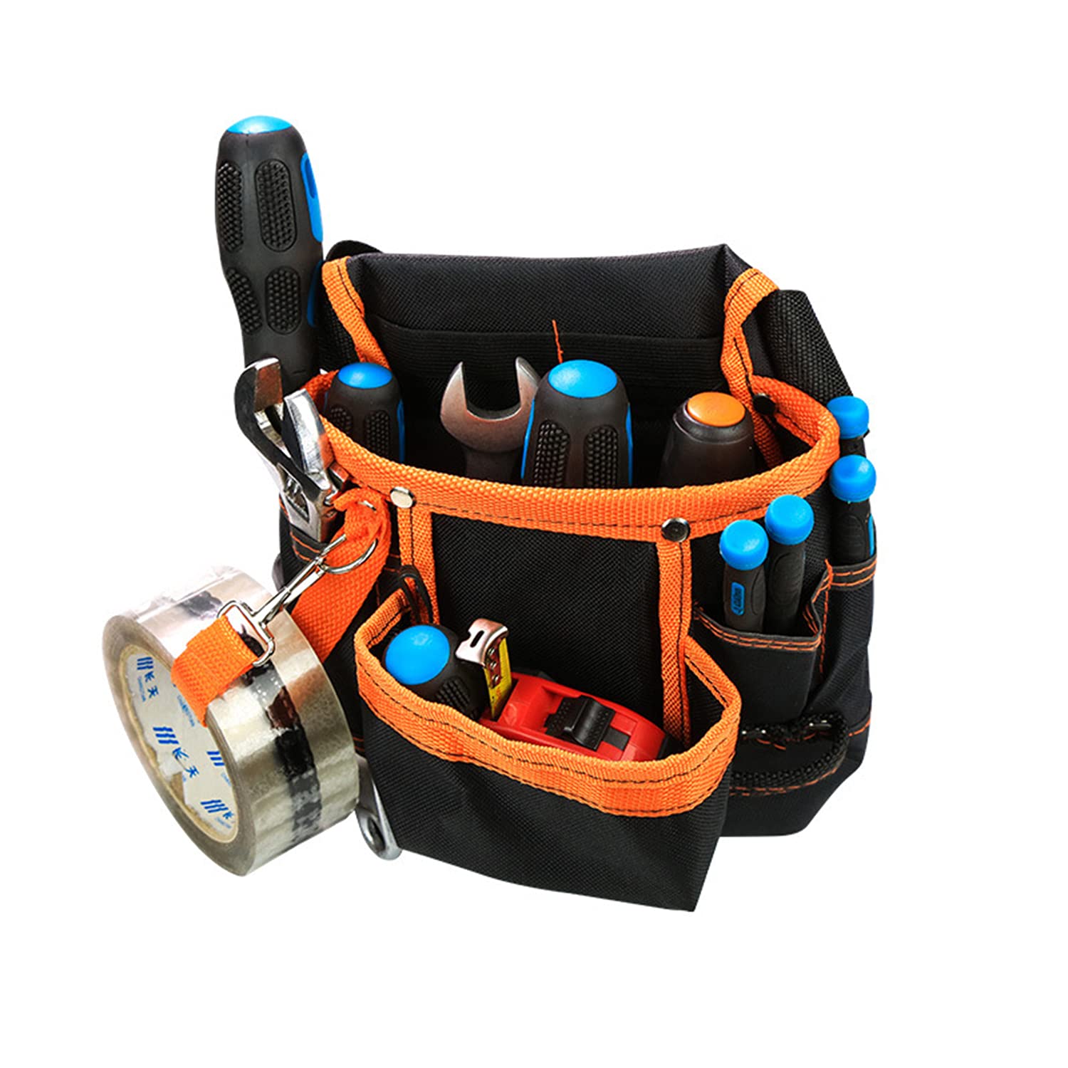 WAYKShop Electrician Tool Bag - Durable Oxford Waist Tool Belt with Pockets & Screwdriver Holder for Technicians (Orange) - Perfect for Electrical Work, HVAC Repairs & Home DIY Projects