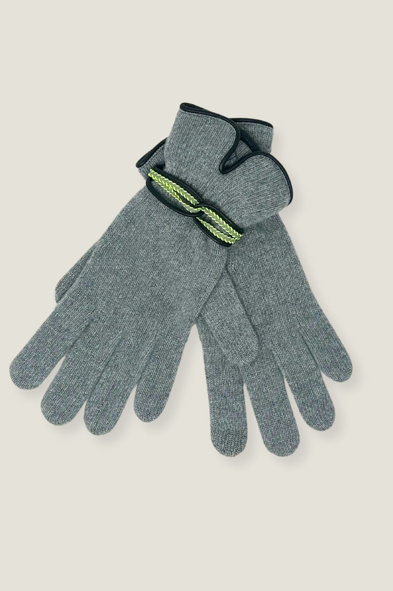 Touchscreen Wool & Cashmere Blend Gloves for Men & Women - Soft Winter Warm Gloves with Smartphone Compatibility in Grey & Lime Colors | Perfect for Outdoor Activities, Skiing, and Daily Commute