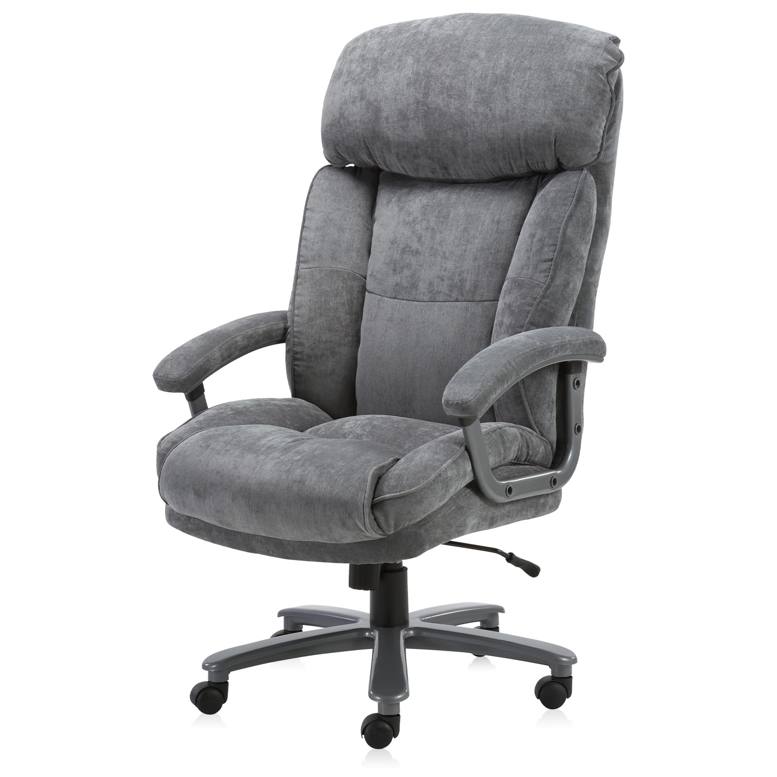 CLATINA Ergonomic Big and Tall Executive Office Chair - 400lbs Weight Capacity, Adjustable Height, Thick Padding, Headrest & Armrest - Grey Upholstered Swivel Chair for Home Office | Perfect for Long Work Hours & Comfortable Workspace