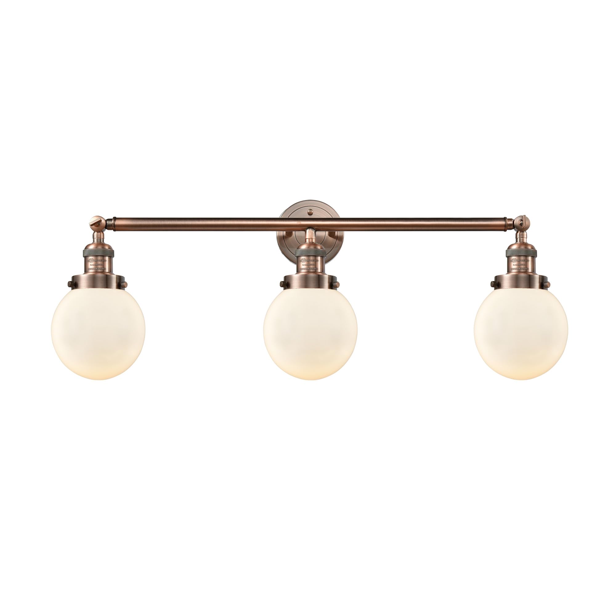 205-SN-G201-6 Beacon 3 Light Bathroom Vanity Light Fixture in Brushed Satin Nickel Finish - Perfect for Modern Bathroom, Powder Room, and Dressing Area Lighting