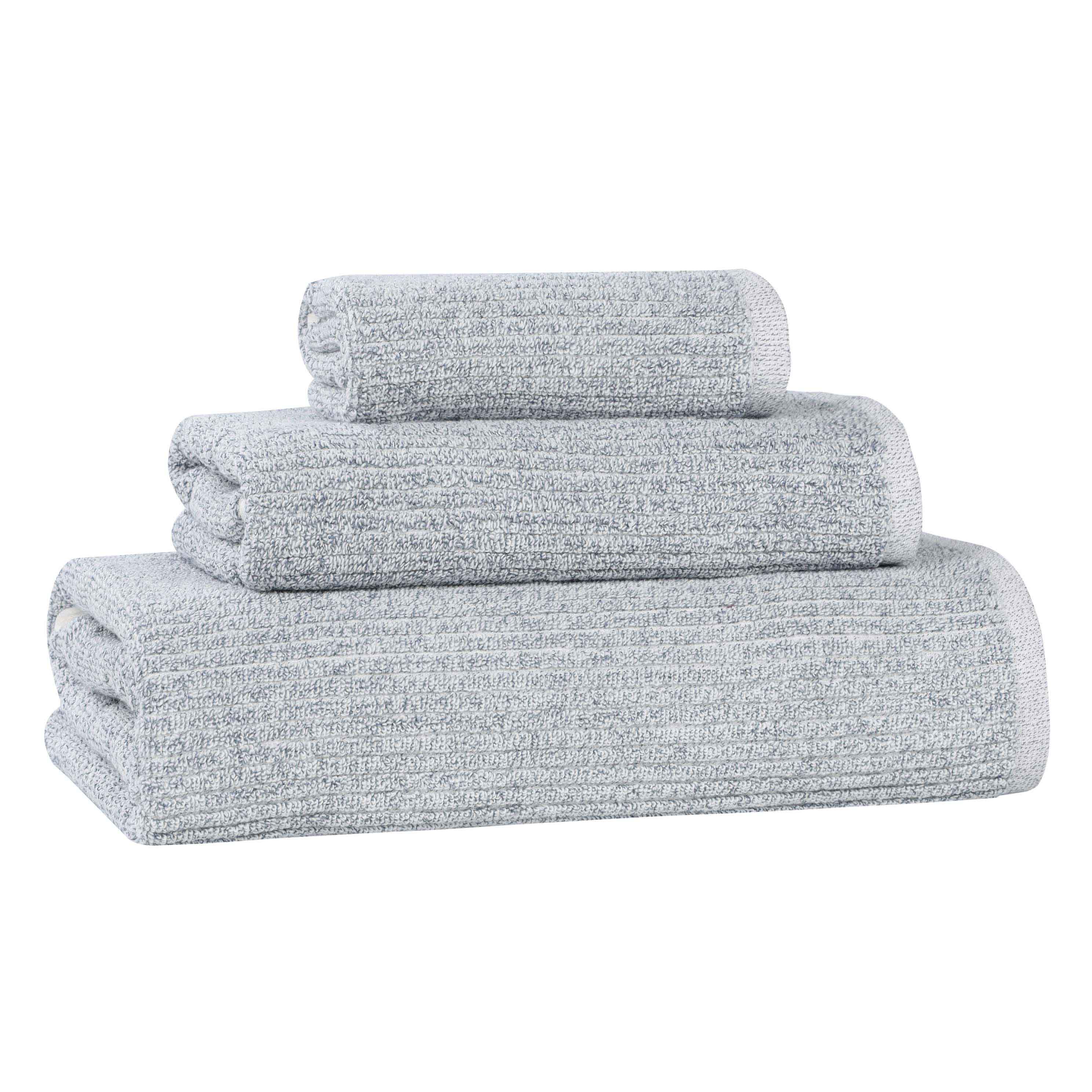Premium 3-Piece Cotton Blend Ribbed Towel Set - Soft, Absorbent & Quick-Drying Bath Towels for Spa, Gym & Luxury Home Use