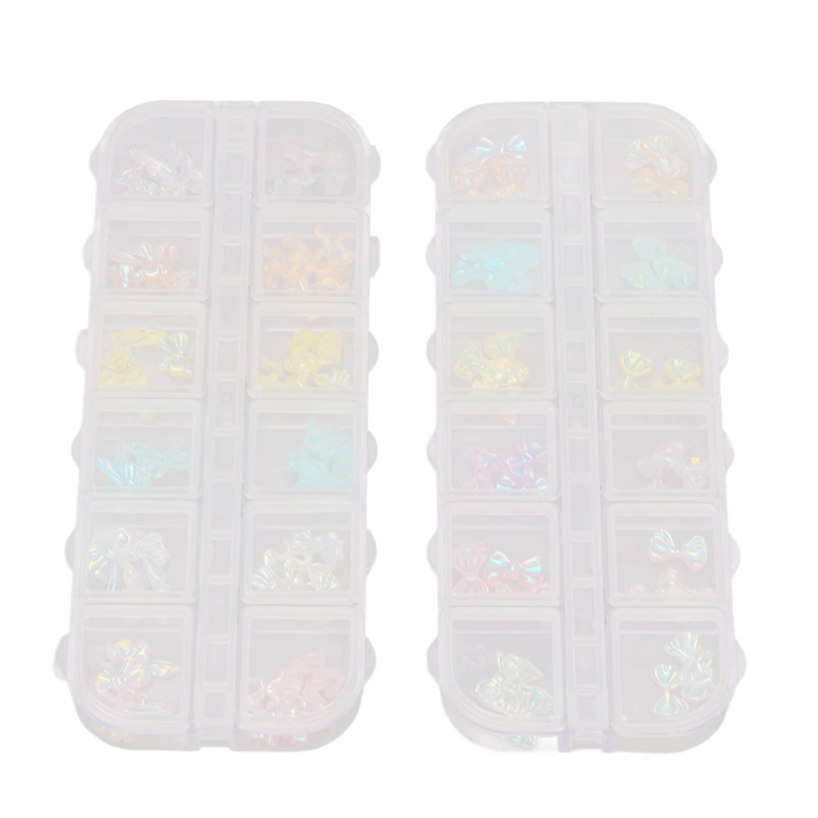 Cute Glitter Nail Art Jewelry Bows - 12pcs Portable Manicure Nail Decorations for DIY Nail Art, Parties & Special Occasions