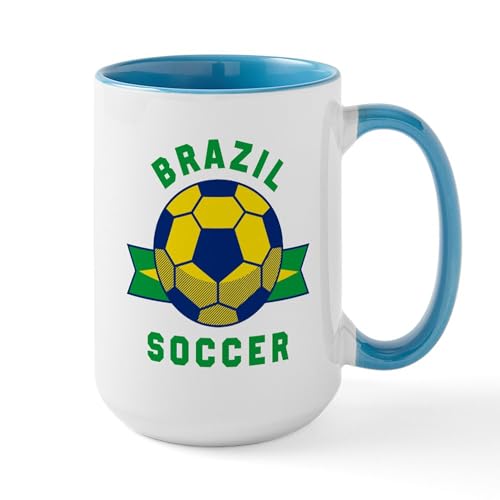 White/Blue Inside - Brazil Soccer Mugs