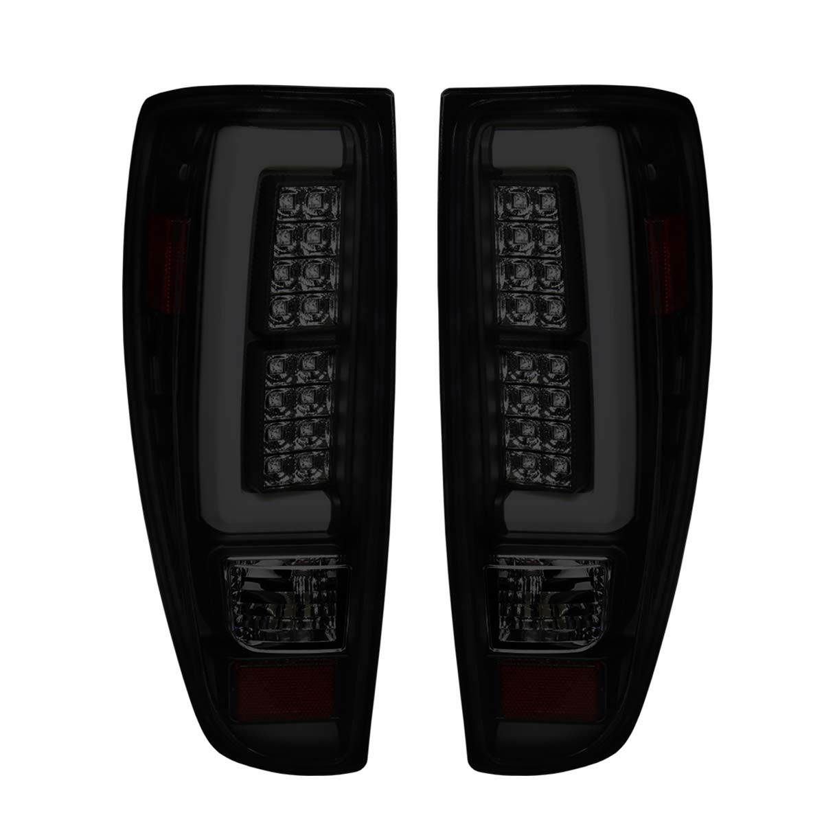 Replacement LED Tail Lights for 2004-2012 Chevy Colorado & GMC Canyon - Black Housing with Smoked Lens & White Streak Design - Perfect for Off-Roading, Truck Upgrades & Night Driving Safety