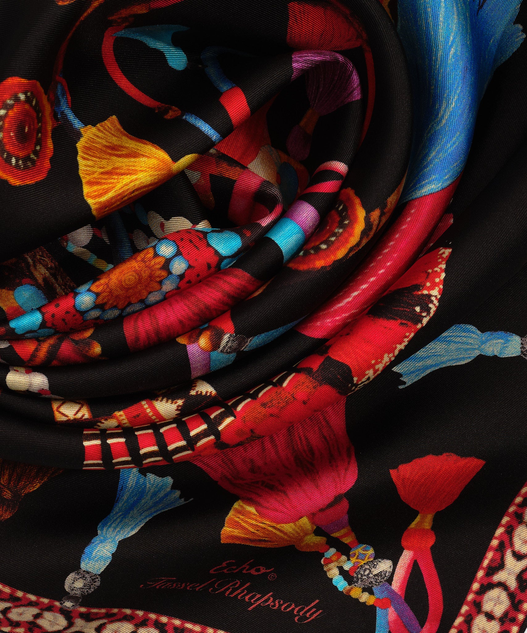 Tassel Rhapsody 35 Silk Square Scarf - Elegant Fashion Accessory for Women, Gift Wrapping & Home Decor | Perfect for Office, Party & Travel