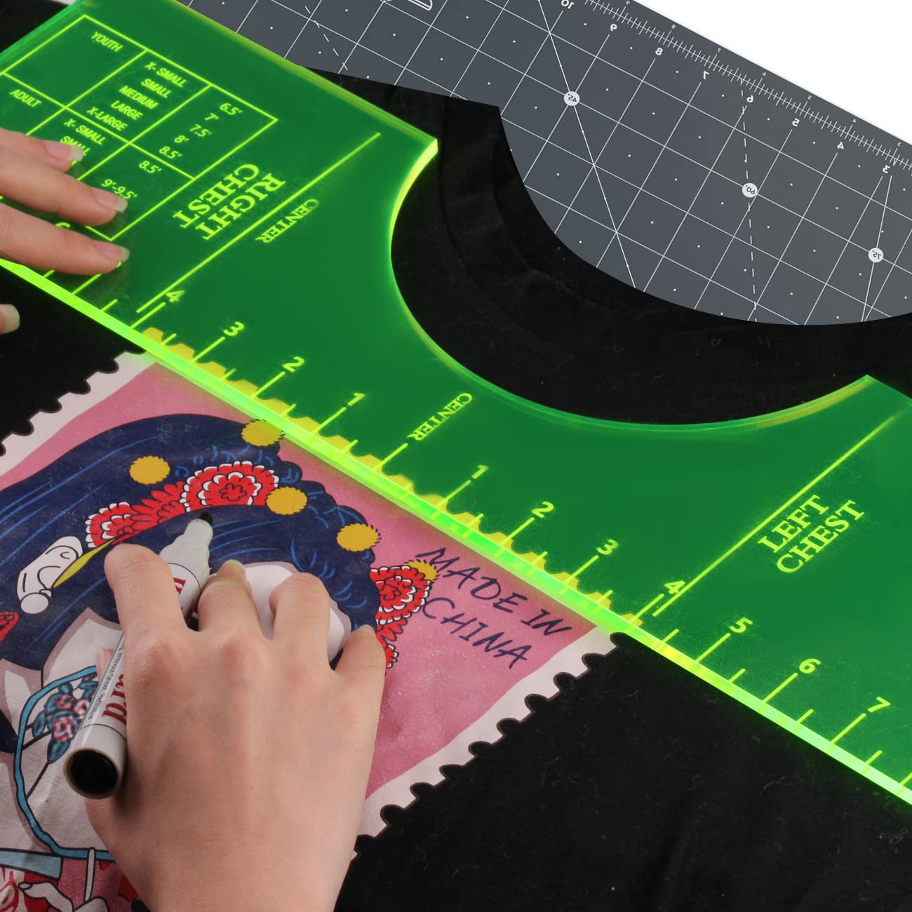 T-Shirt Rulers Guide - Professional HTV Alignment Tool for Applying Vinyl & Sublimation Designs | Built-in Size Chart | Perfect for DIY T-Shirt Printing, Craft Projects & Custom Apparel Businesses