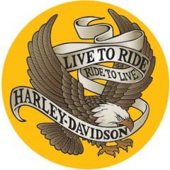 Harley Davidson Live To Ride Eagle Round Magnet - Yellow & Brown - Perfect for Motorcycle Enthusiasts, Fridge Decor & Biker Gifts