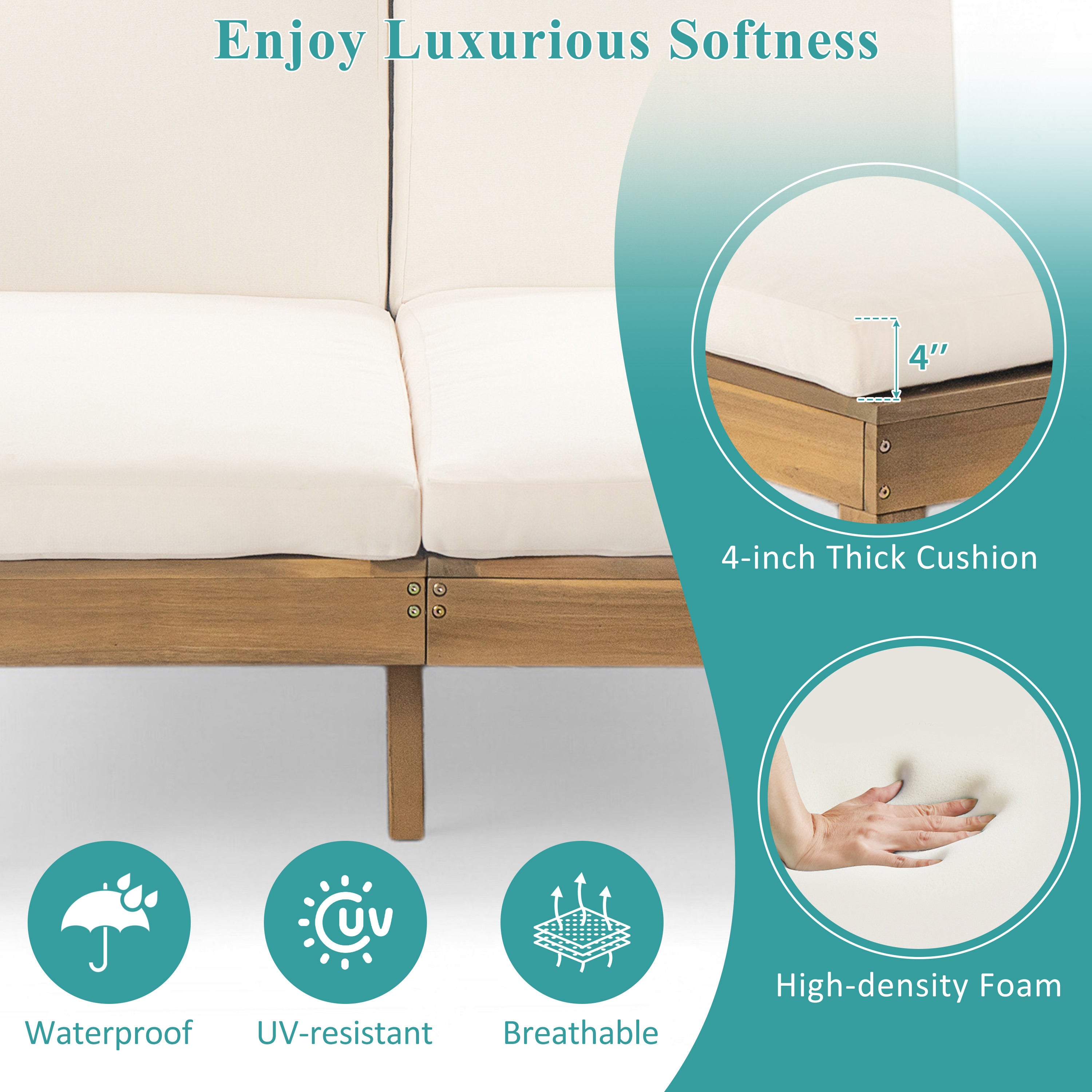 5-Position Adjustable Backrest Outdoor Chaise Lounge Daybed with Cushion & Folding Side Trays - Patio Poolside Garden Furniture for 2 People - Perfect for Sunbathing, Relaxing by the Pool or Backyard Lounging