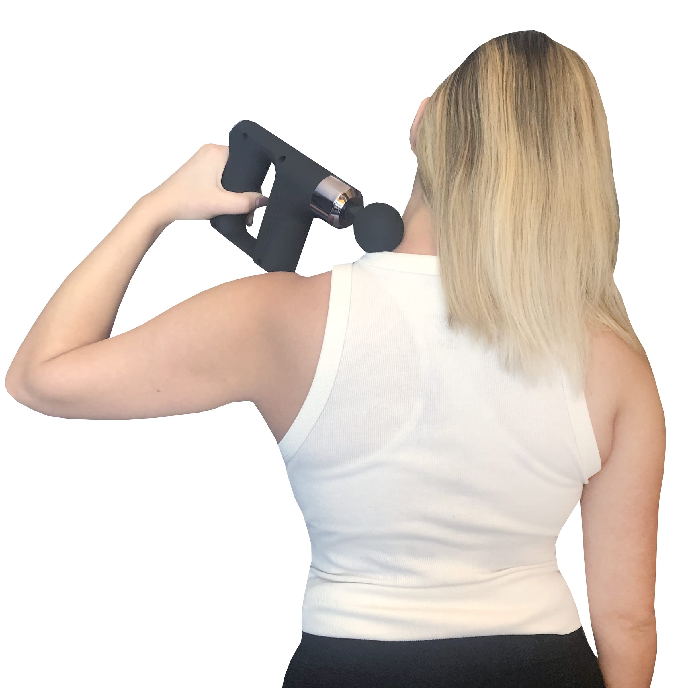 NV-07021 Compact Power Percussion Massager - Portable Deep Tissue Muscle Relief for Back, Neck & Shoulders - Perfect for Home, Office & Travel Use (Black)