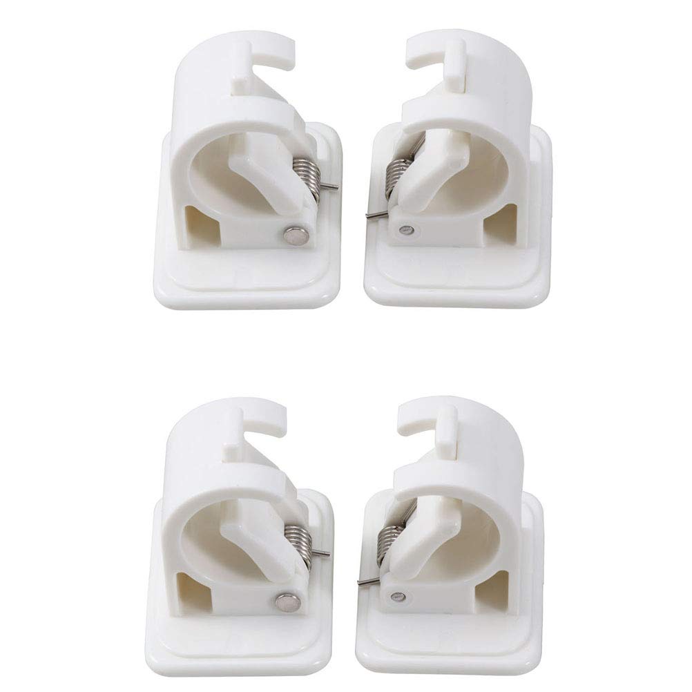 Cabilock 4-Piece Shower Curtain Hooks with Adhesive - Round Bathroom Wall Hooks for Shower Rod Holder & Clamp - Perfect for Bathroom Organization & Space Saving
