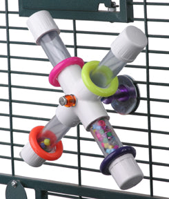 Colorful Kaleidoscope Twirl Bird Toy for Parrots - Interactive Bolt-On Bird Feeder & Entertainment - Perfect for Cages, Play Gyms & Bird Training