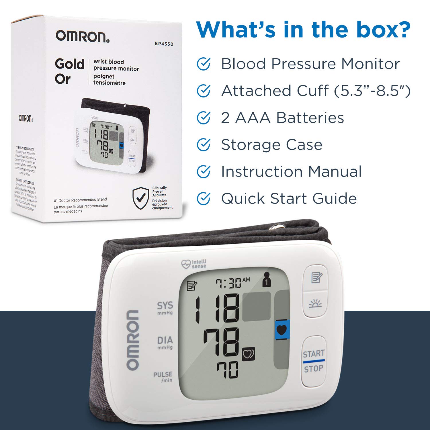 OMRON Gold Blood Pressure Monitor - Portable Wireless Wrist Cuff, Digital Bluetooth BP Machine with Clinically Validated Accuracy | FDA Cleared & FSA/HSA Eligible | Home Use, Travel, Health Tracking
