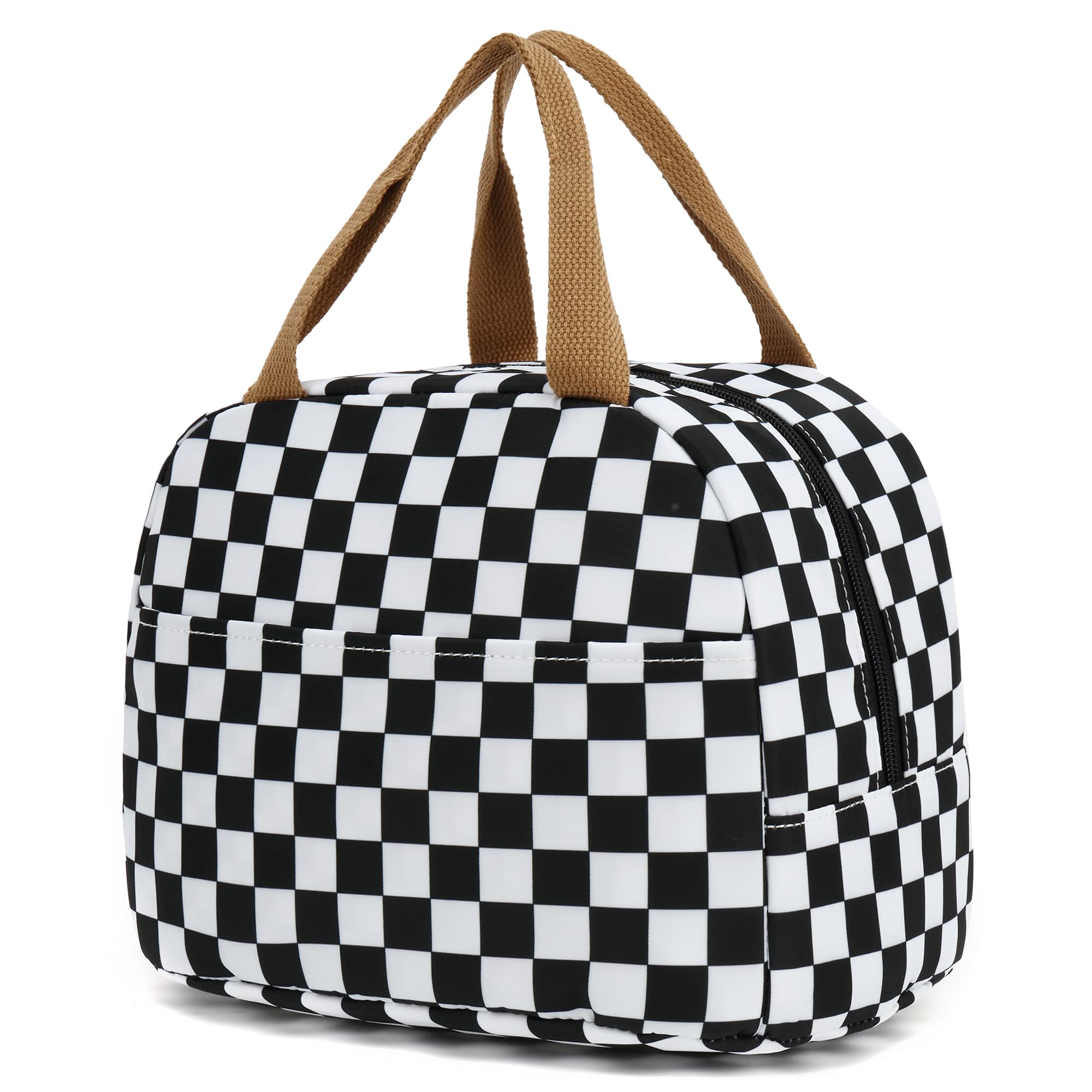 Stylish Checkered Insulated Lunch Bag for Women & Girls - Reusable Thermal Picnic Tote for Adults, Kids - Perfect for Work, School, Hiking, Beach & Outdoor Activities