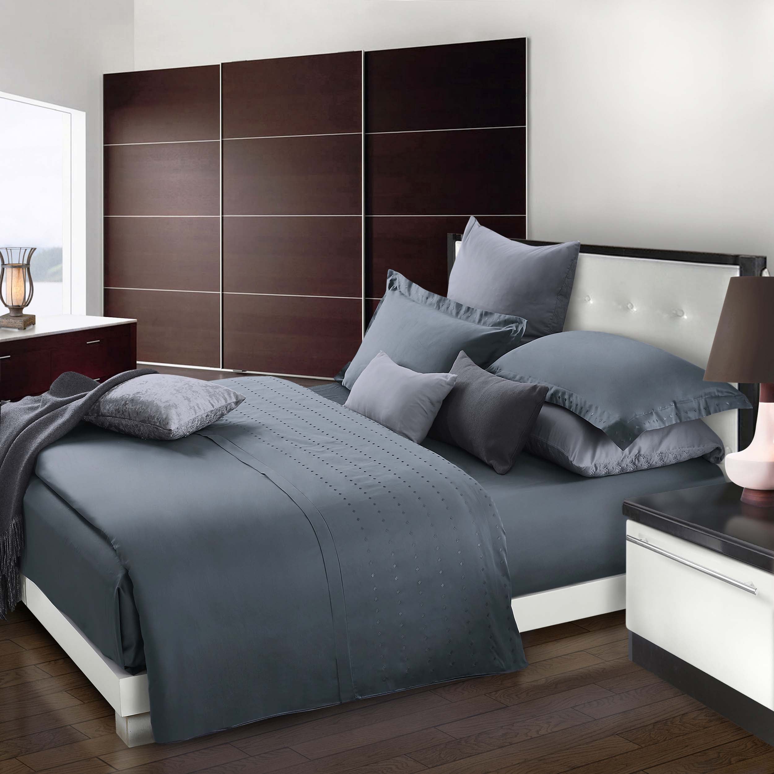 Premium Brandon Cotton Embroidered Duvet Cover Set - Soft & Breathable Bedding for All Seasons | Perfect for Master Bedroom, Guest Room & Dorm Decor