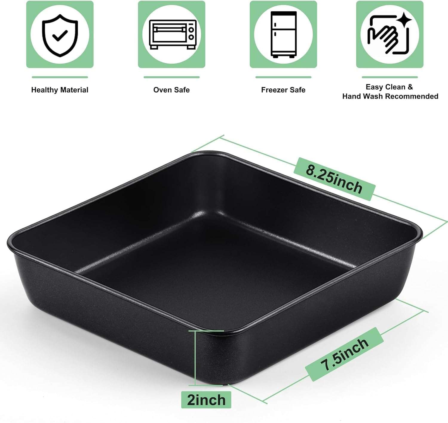 Non-Stick Square Cake Tin 20cm - Carbon Steel for Baking Cakes & Brownies | Easy Release & Clean | Perfect for Home Bakers