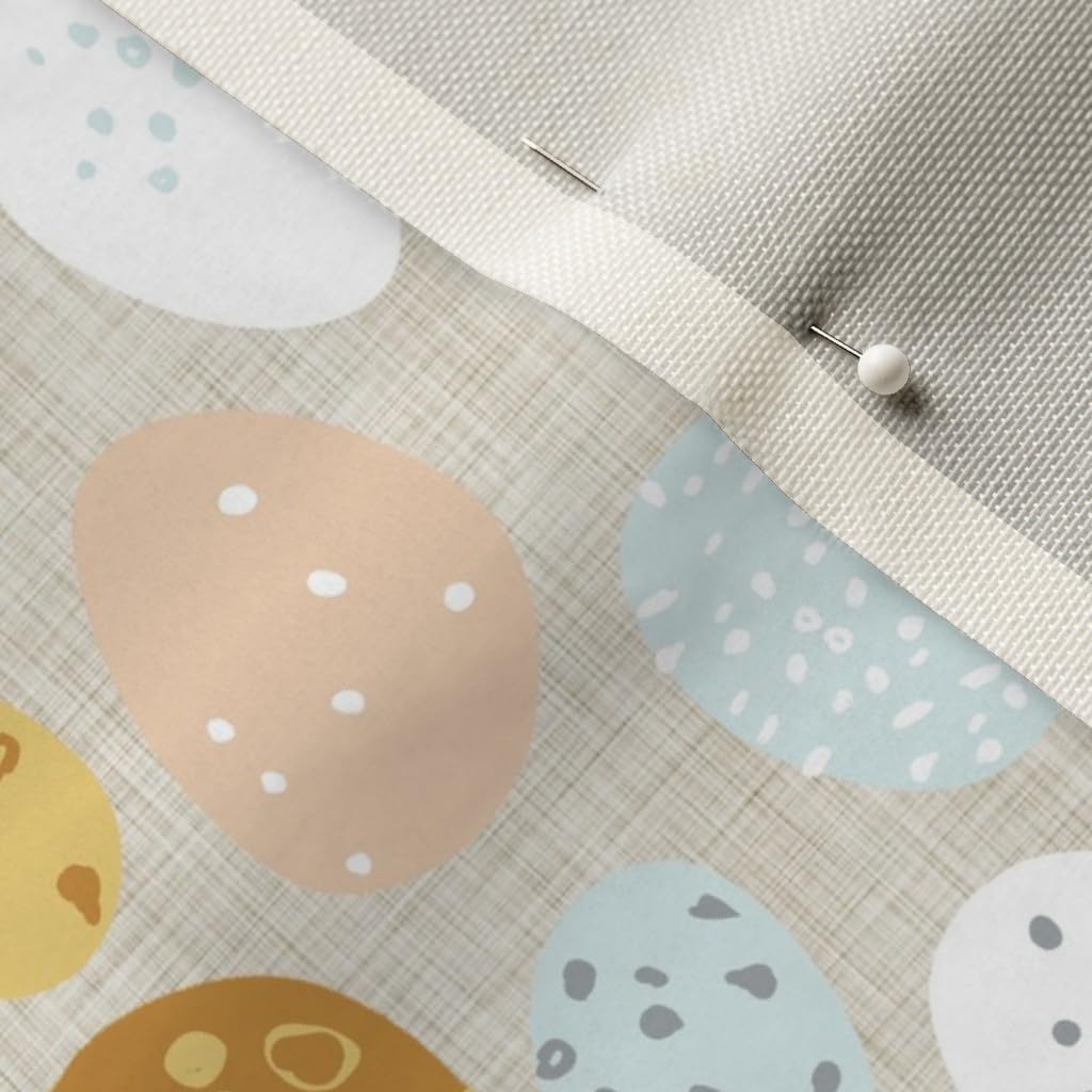 Eggs Fawn Egg Bird Mustard Duck Blue Easter Printed Velvet Fabric by The Yard - Spoonflower Upholstery & Home Decor Fabric for DIY Projects, Curtains, Pillows, and Apparel