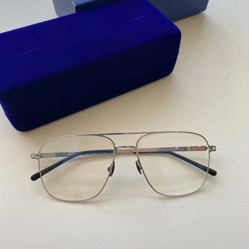 Unisex Full Rim Square Screwless Stainless Steel Eyeglasses Frame 5418 - Lightweight Durable Glasses for Men & Women - Perfect for Reading, Work, and Everyday Use