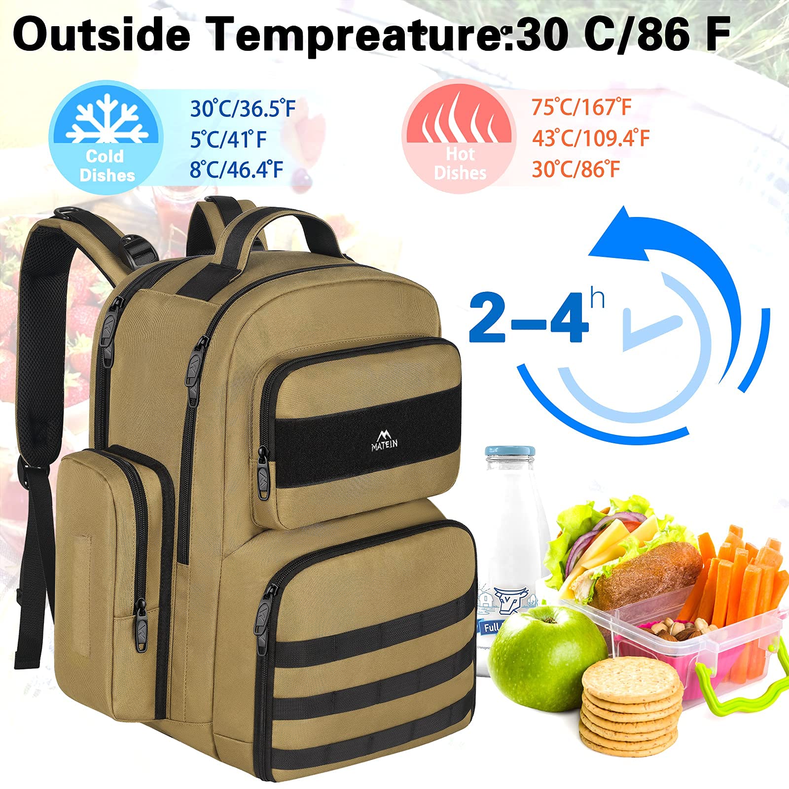 Matein Expandable 17 Inch Travel Laptop Backpack - Extra Large Carry On Backpack with USB Port & Insulated Cooler Compartment | Airplane Approved Weekender Bag for Men | Perfect for Business Trips, Commuting & Outdoor Adventures