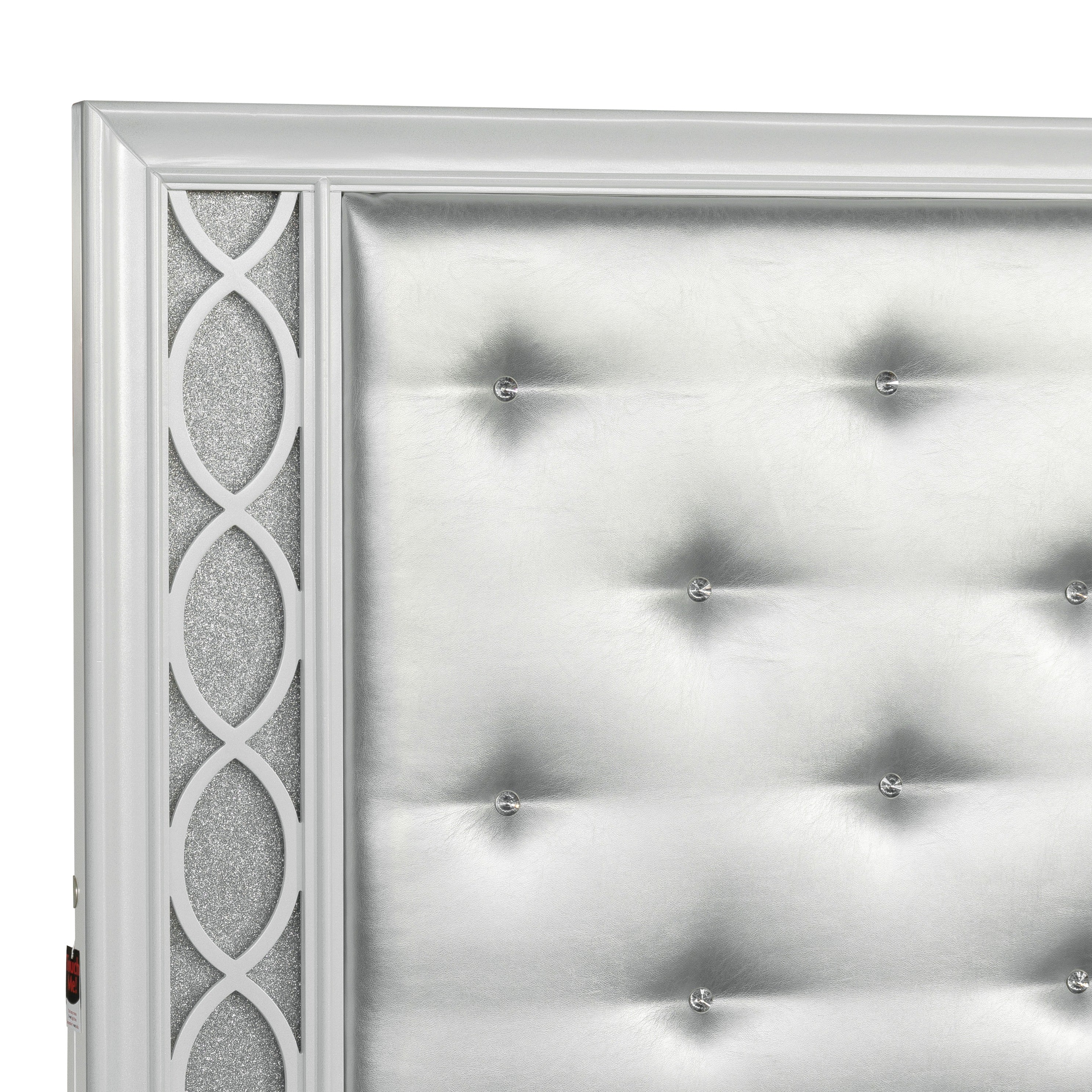 Galaxy Upholstered Tufted Panel Bed with LED Lights - Queen Size Pearl White Luxury Bed Frame for Modern Bedroom, Perfect for Master Suite & Guest Room Decor