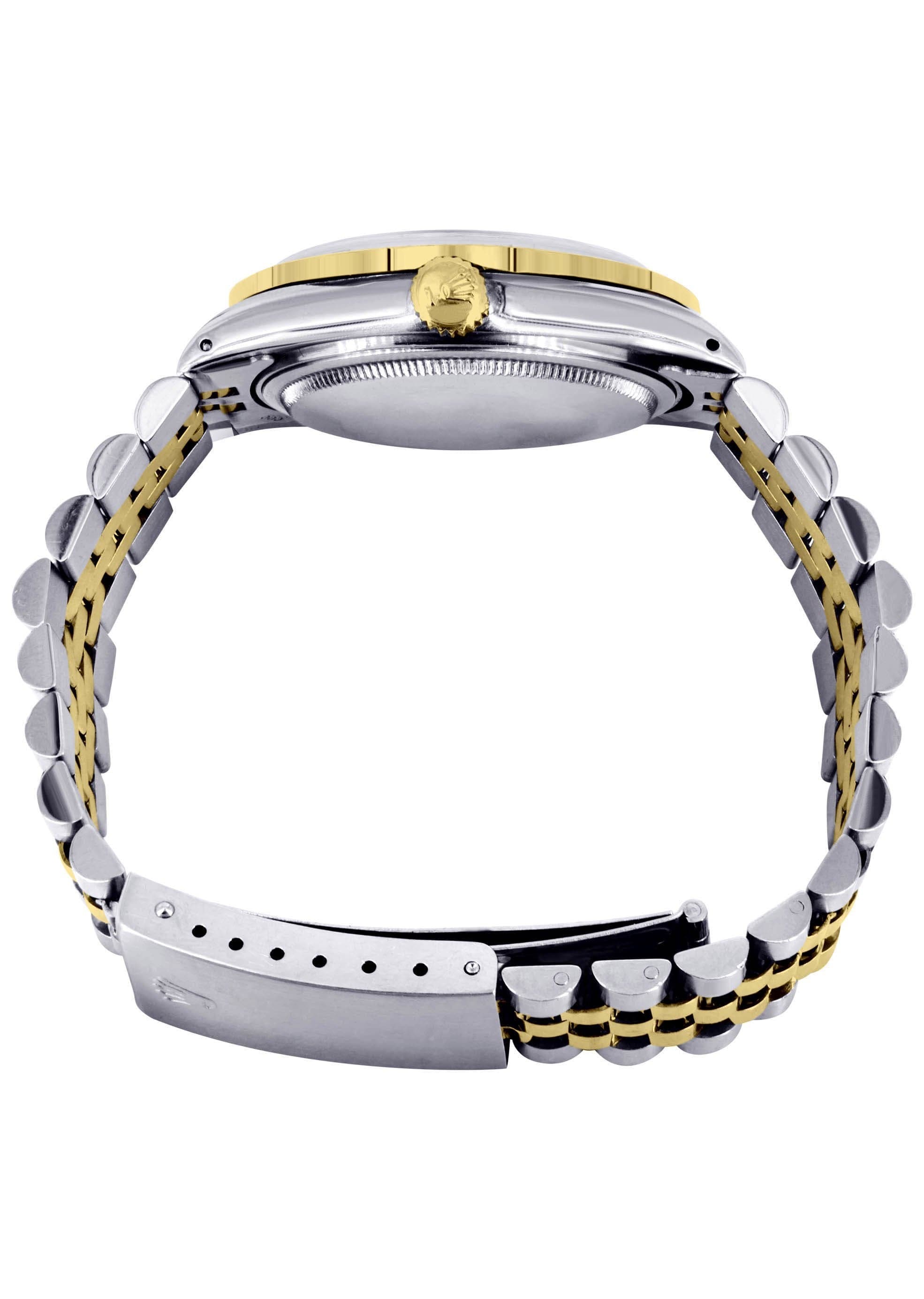 Luxury Diamond Gold Rolex Watch For Men 16233 | 36mm Rainbow Sapphire Bezel | Iced Out Pink Arabic Dial | Jubilee Bracelet | Perfect for Gifts, Weddings & Special Occasions