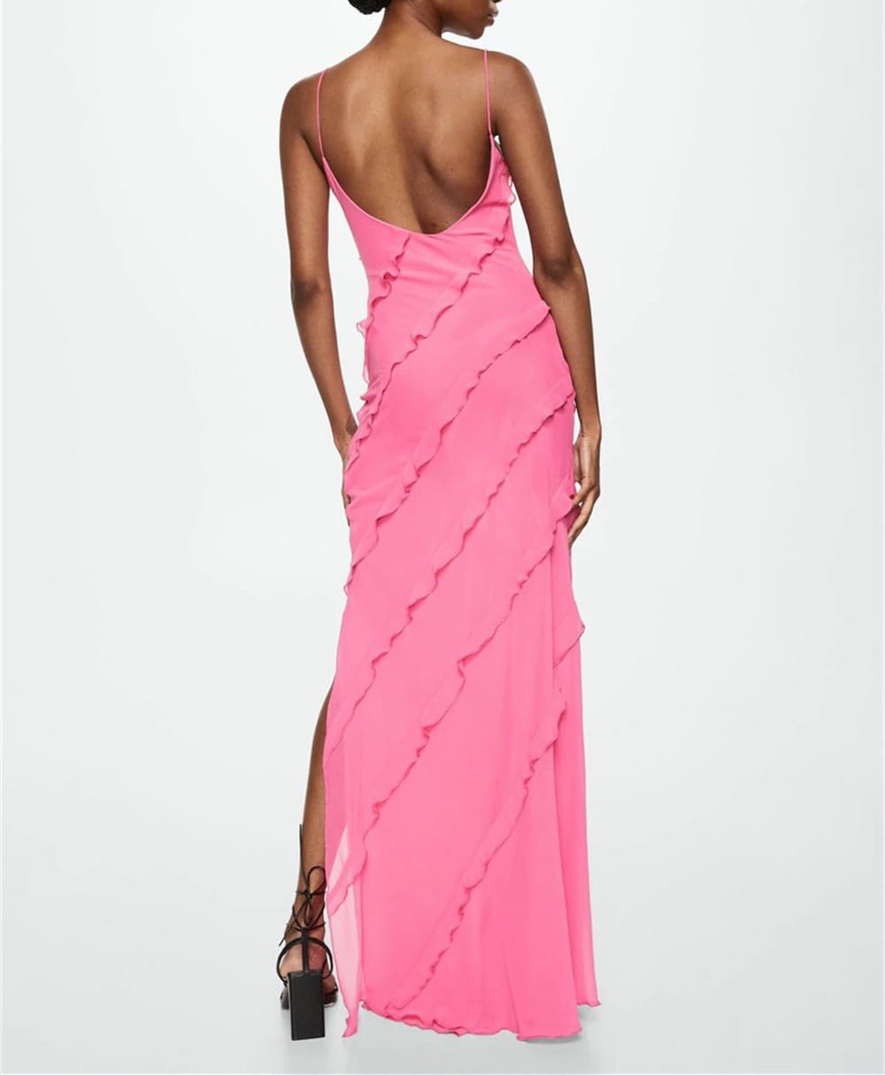 Elegant Women's Summer Sling Midi Dress - Ruched Bodycon, Backless, Solid Color Cocktail Party Dress for Night Out, Date Night, Club Wear & Special Occasions