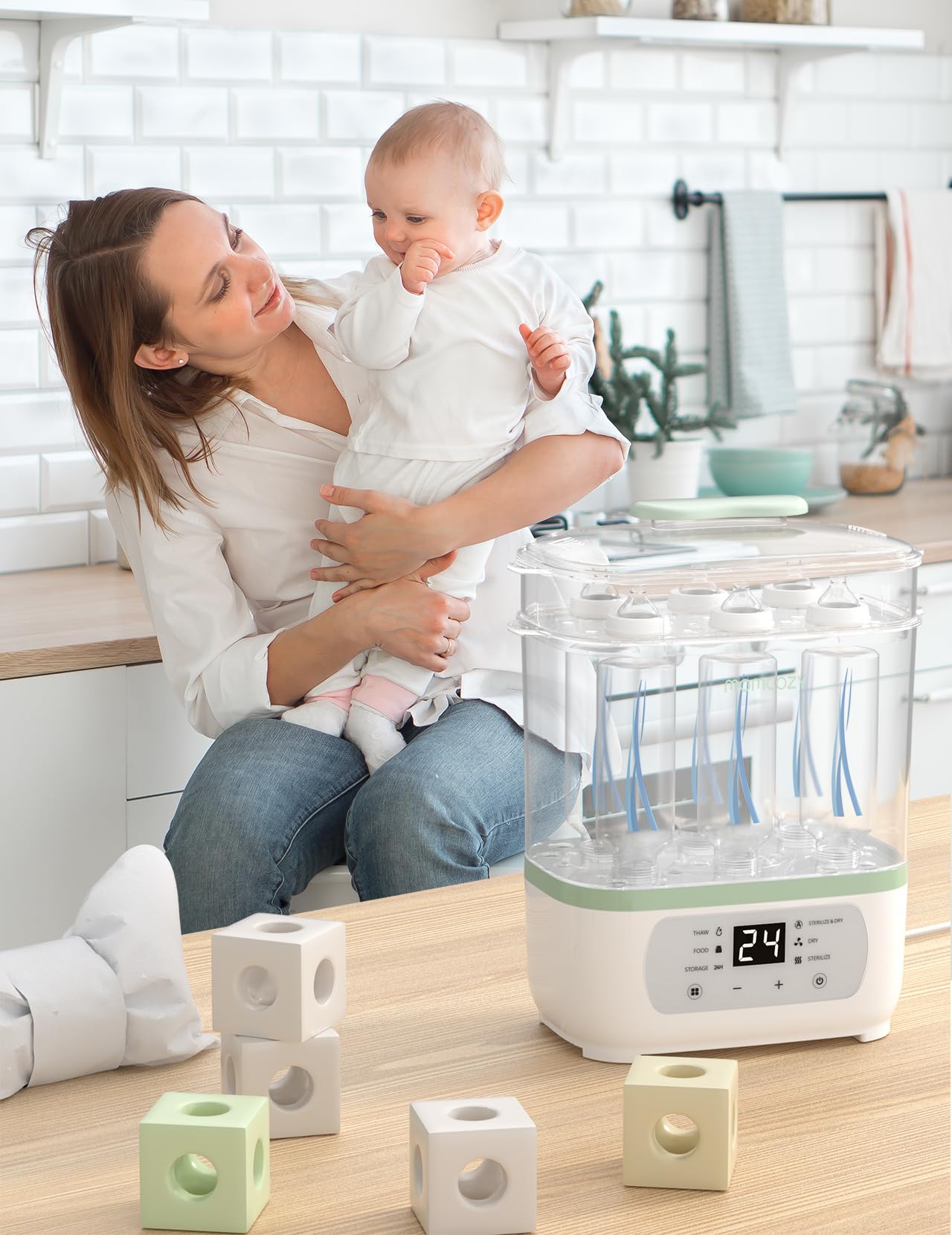 Momcozy 8-in-1 Electric Baby Bottle Sterilizer and Dryer | Steam Sterilizing for Bottles, Pacifiers & Breast Pump Parts | Perfect for Nursery, Daycare & Travel Use