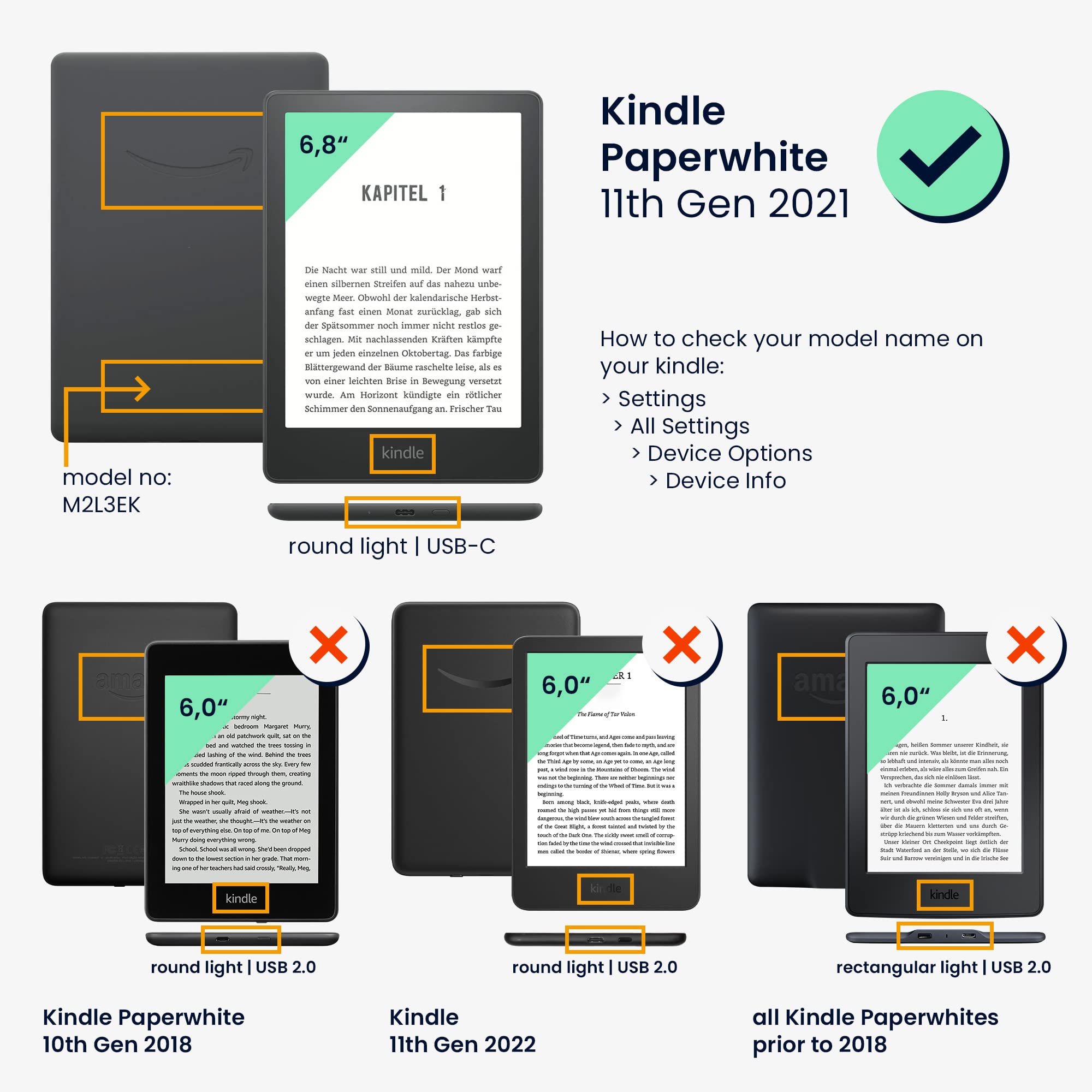 kwmobile Premium PU Leather Case for Amazon Kindle Paperwhite 11th Gen (2021) - Flamingo Print Dark Pink/Pink/Red Cover with Magnetic Closure - Perfect for Reading, Travel & Daily Protection