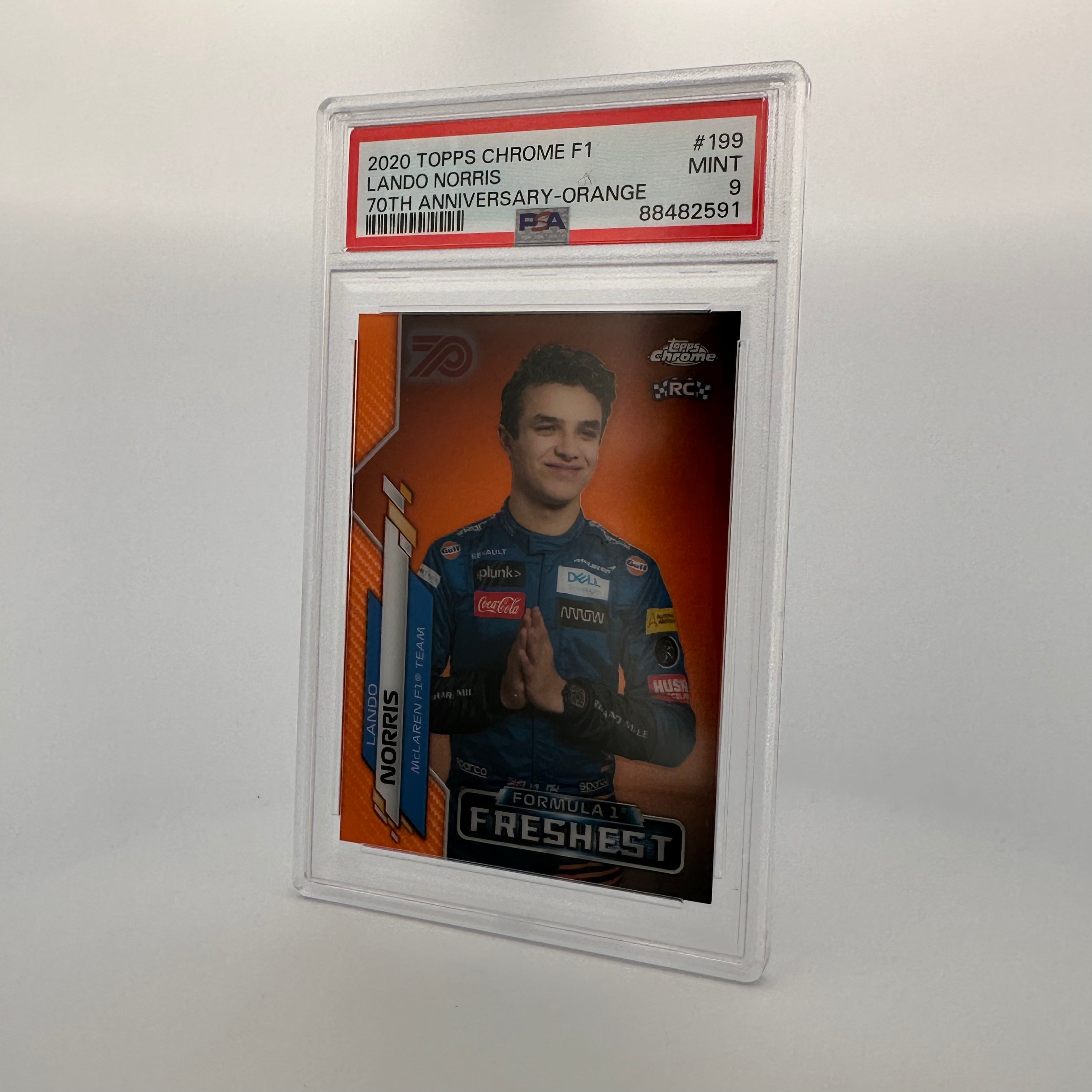PSA 9 Lando Norris #199 70th Anniversary Orange Rookie Card - F1 Racing Collectible for Fans & Investors - Perfect for Display, Trading, and Memorabilia Collections