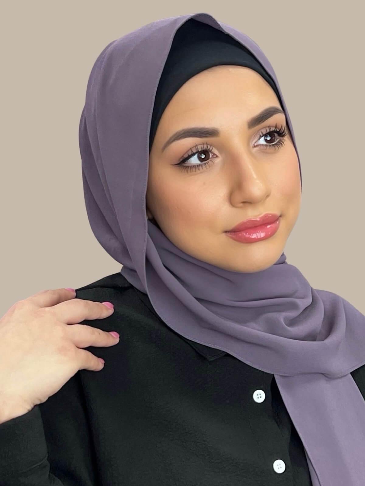 Elegant Classic Chiffon Hijab Scarf - Soft Old Lavender Muslim Headscarf for Women - Perfect for Daily Wear, Prayer & Special Occasions