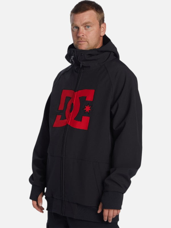 DC Snow Spectrum Softshell Jacket for Men & Women - Waterproof Windproof Winter Coat - Black & Red - Ideal for Skiing, Snowboarding & Outdoor Adventures