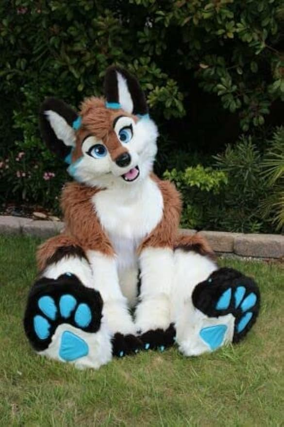 Fluffy Brown Husky Dog Wolf Fox Fursuit Costume - Realistic Animal Mascot Outfit for Cosplay, Halloween, and Furry Conventions