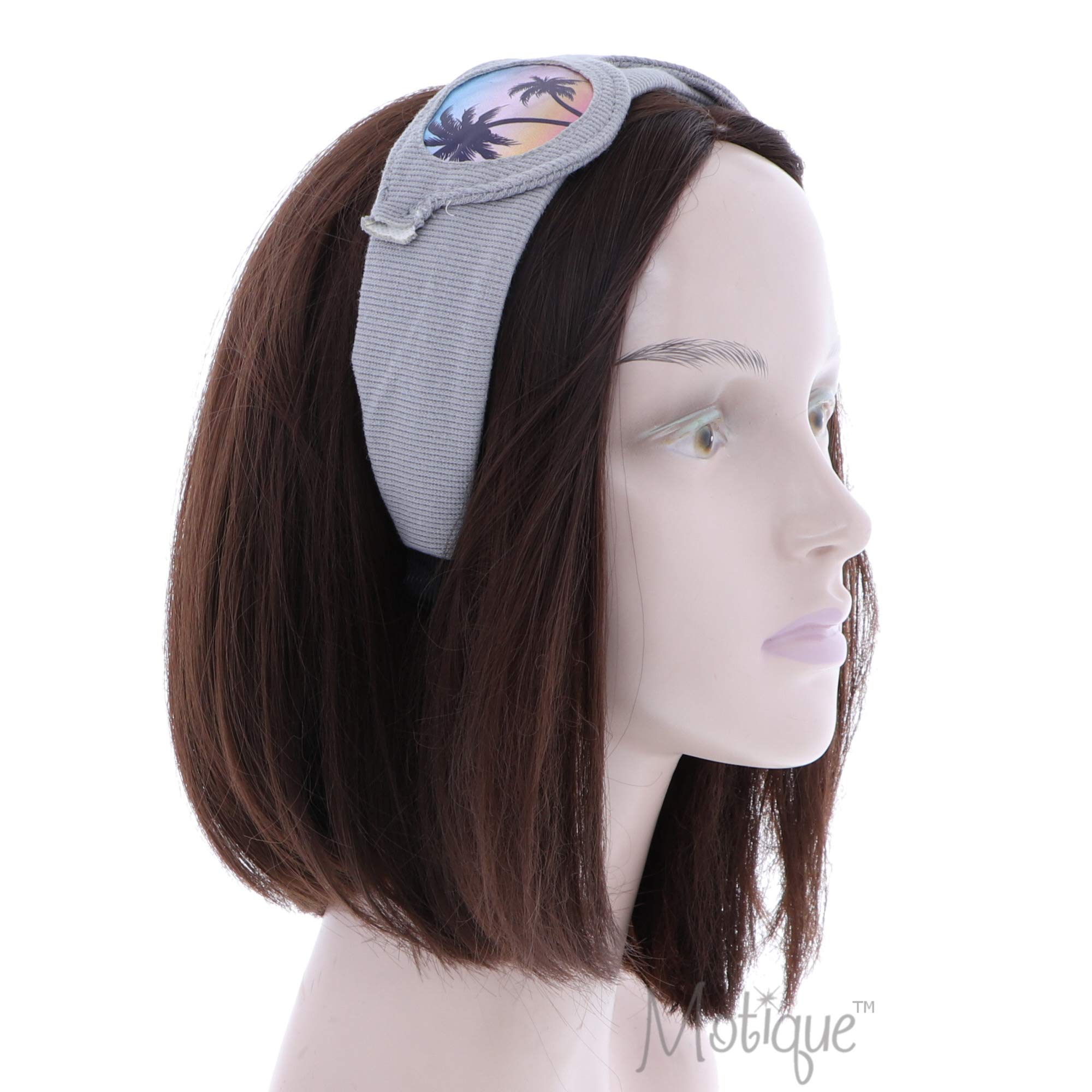 Fun Summer Look Knit Headband With Palm Tree Sunglasses For Girls - Grey - Beach Vacation & Outdoor Activities Accessory