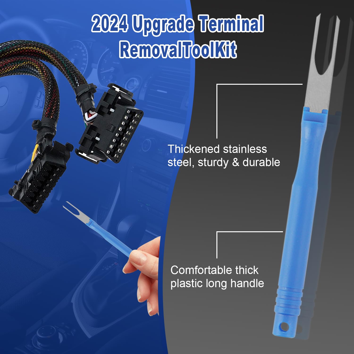 2024 Upgraded 41Pcs Blue Electrical Pin Removal Tool Kit - Professional Car Terminal Release Tool Set for Automotive & Household Devices | Perfect for Wiring Repairs, DIY Projects & Electrical Maintenance