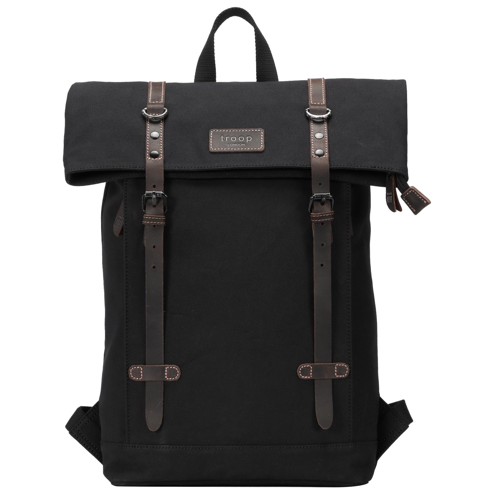 TRP0425 Troop London Heritage Canvas 15 Inch Laptop Backpack - Waterproof Smart Casual Daypack with Foldable Top for Work, School & Travel | Durable Business & College Backpack