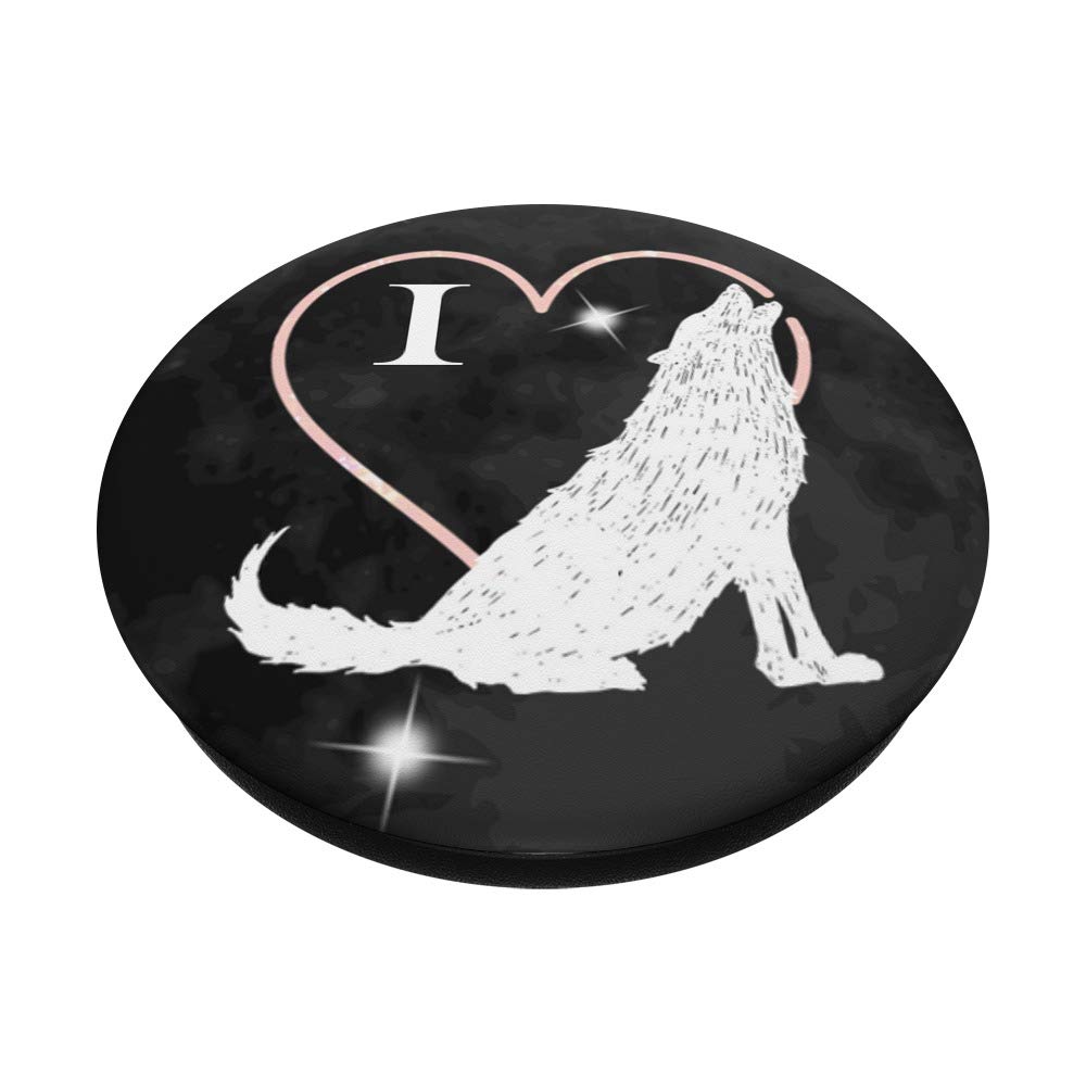 Phone PopSocket Grip & Stand - Cute Wolf White & Cool Black Letter Design for Cell Phones & Tablets | Perfect for Hands-Free Viewing, Gaming & Selfies
