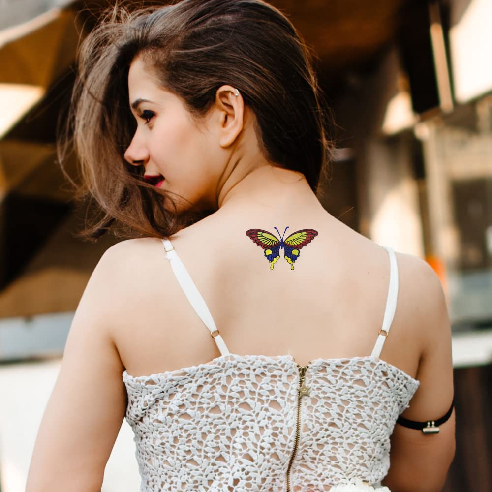 Comet Busters Glitter Butterfly Temporary Tattoos - Waterproof Body Stickers for Kids & Adults (BT193) - Perfect for Parties, Festivals & Costume Events