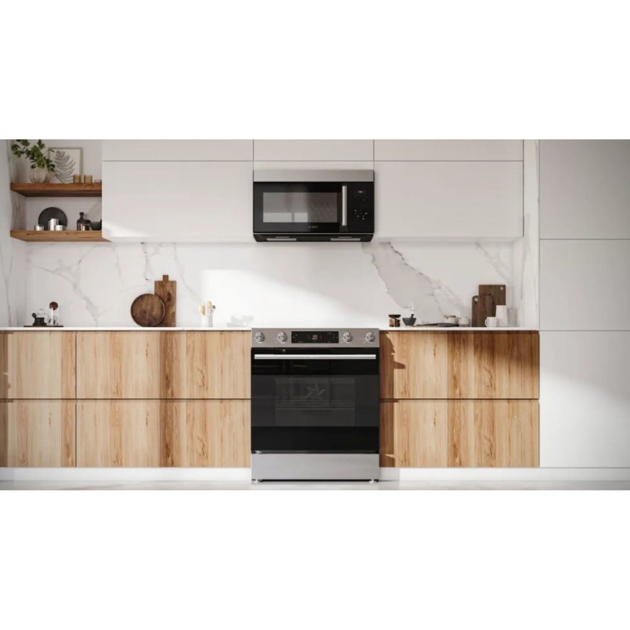Bosch 30 Inch Electric Range HEF1050MC - Stainless Steel Built-In Oven with 5 Burners, Convection Bake & Self-Cleaning - Perfect for Home Kitchen Cooking & Baking