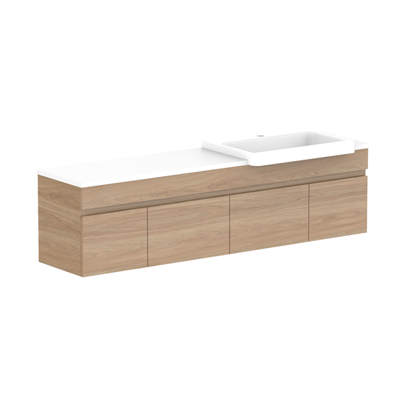 ADP Glacier Pro Semi Recessed Bathroom Vanity Set with Solid Surface Top - 24 Inch Modern Slim Cabinet for Small Spaces, Perfect for Powder Rooms and Guest Bathrooms
