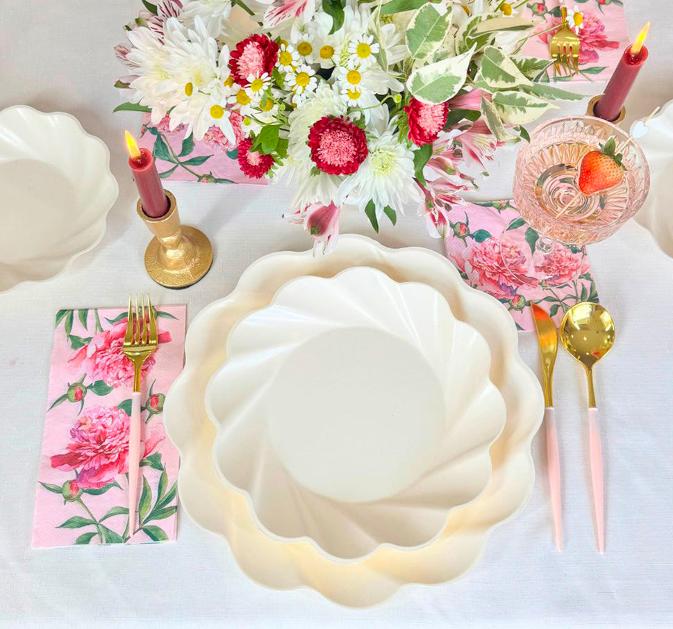 Romantic Floral Table Setting for Weddings & Anniversaries - Elegant Dinnerware & Decor for Special Occasions