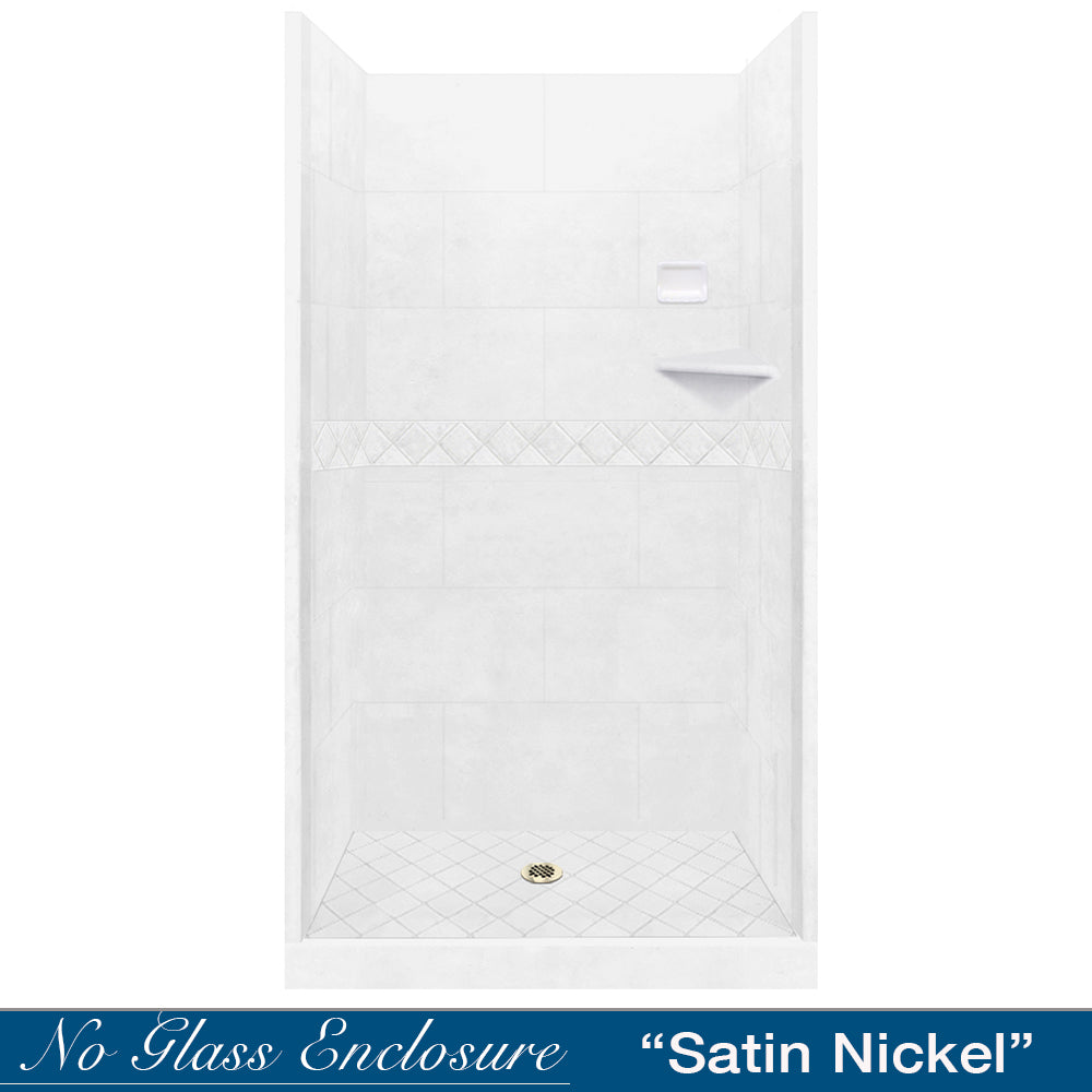 Alcove Natural Buff Sistine Stone & Diamond Stone Accent DIY Shower Remodel Kit - Easy Bathroom Upgrade for Home Renovation