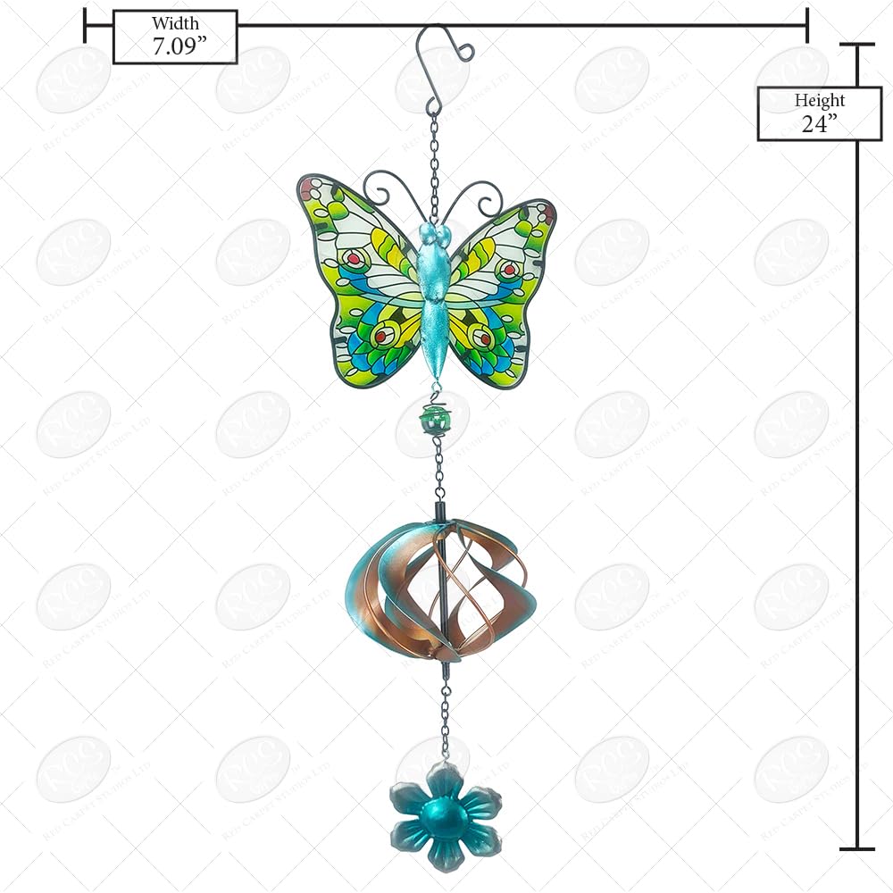 Red Carpet Studios 24-Inch Bronze & Blue Butterfly Cosmix Spinner - Elegant Home & Office Decor for Stress Relief & Focus Enhancement